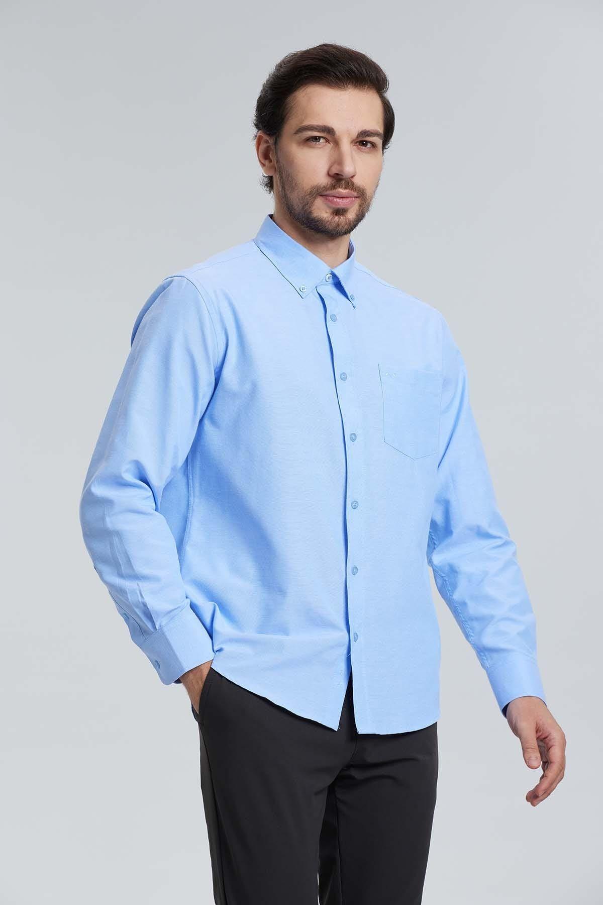 Camisa Oxford Celeste-0