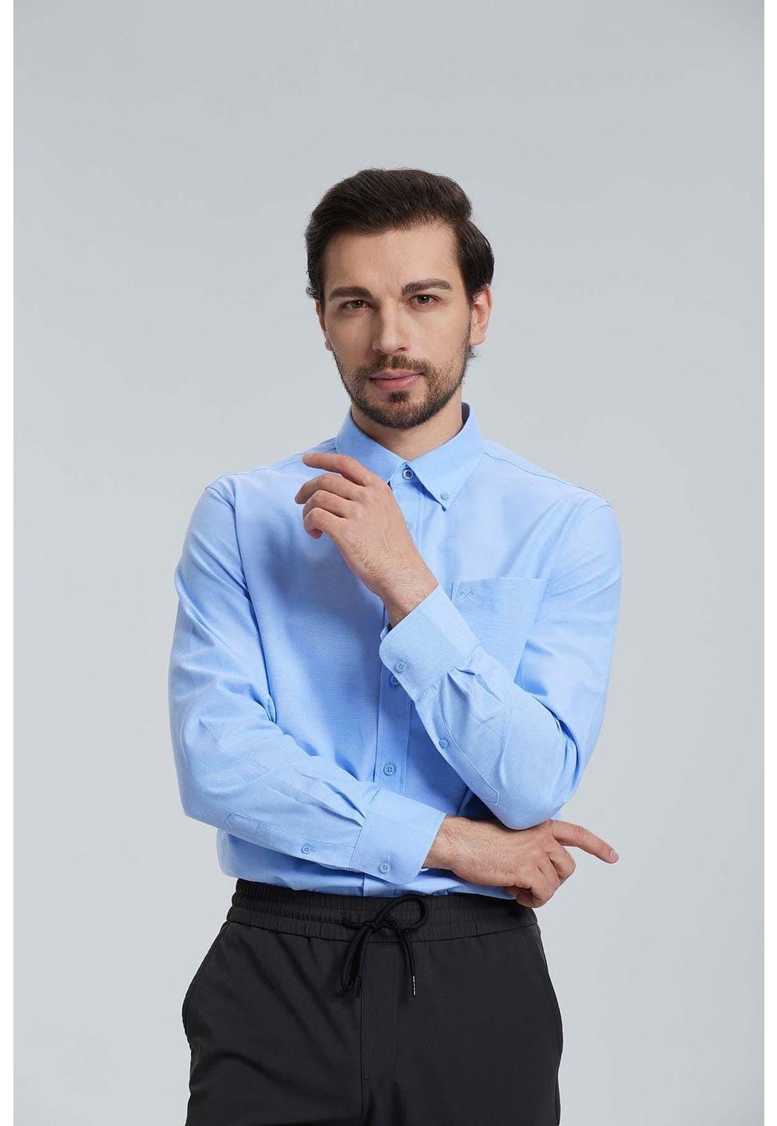 Camisa Oxford Celeste-0