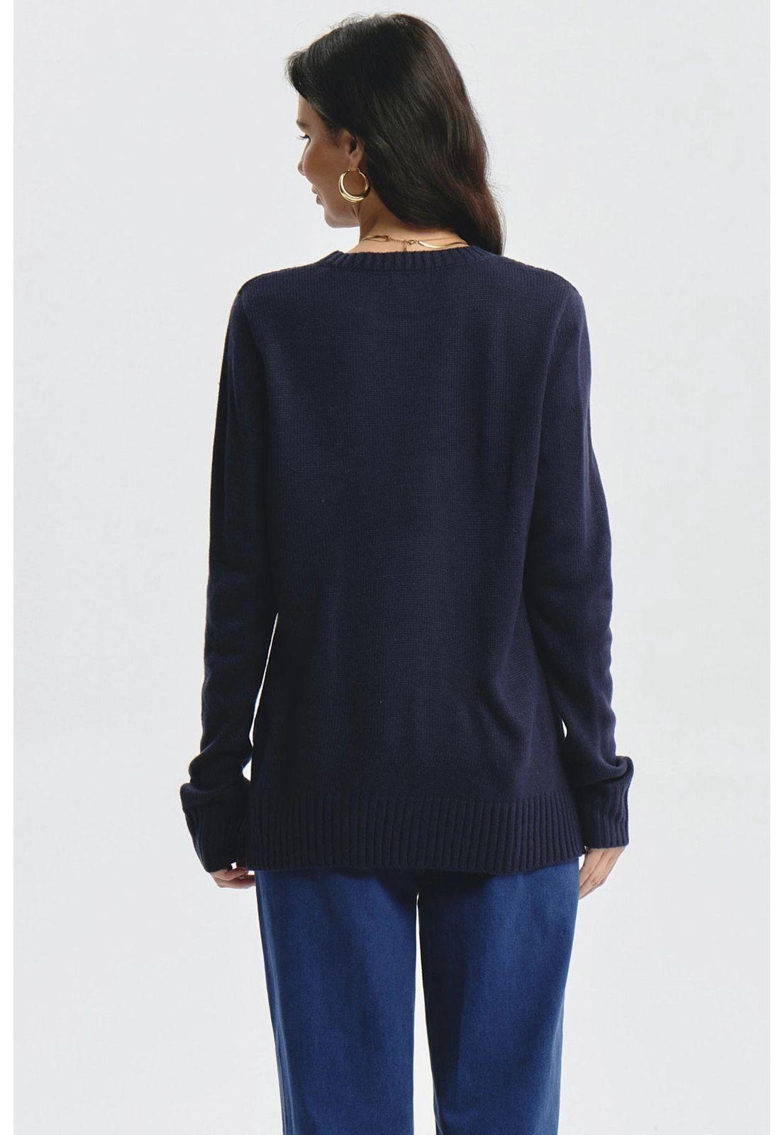Sweater Mujer Deseño Calado Azul Oscuro-2