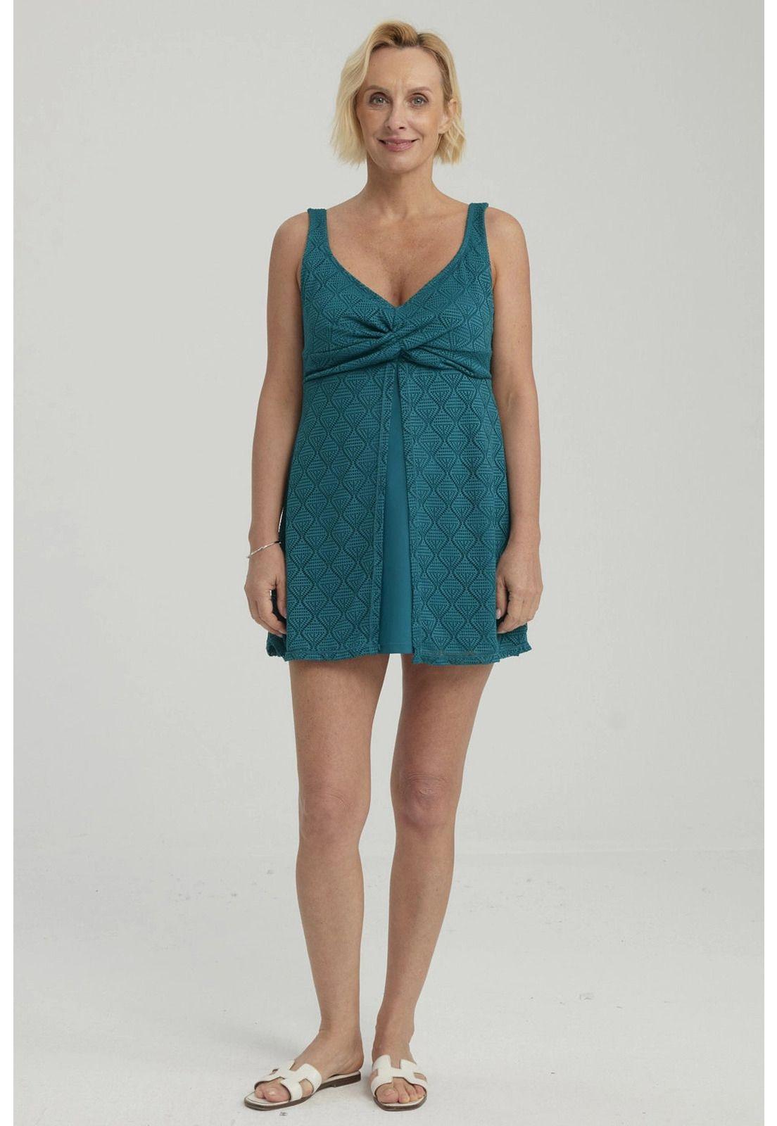 Traje De Baño Mujer Short Clásico Petróleo-1