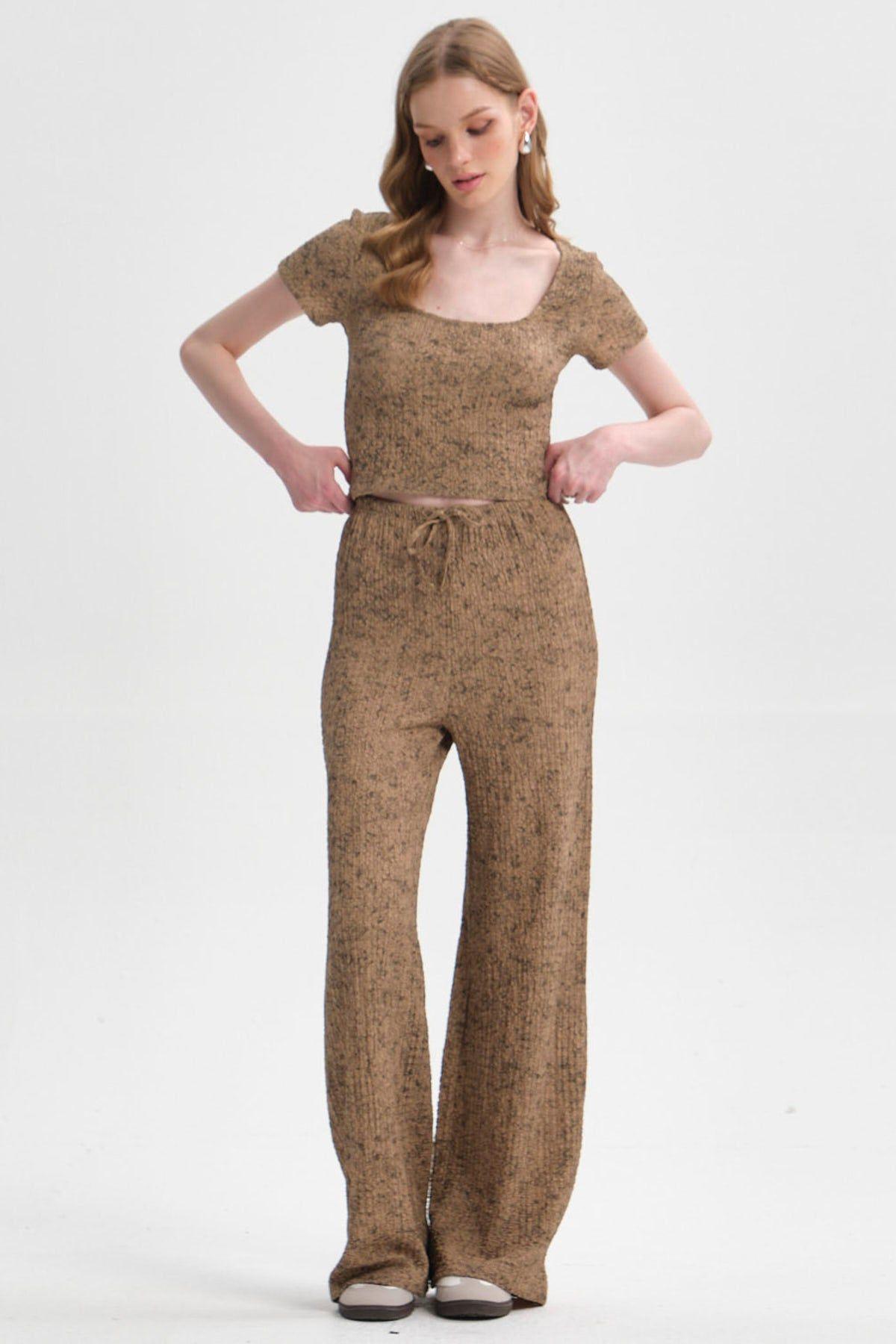 Pantalón Mujer Textura Beige-3