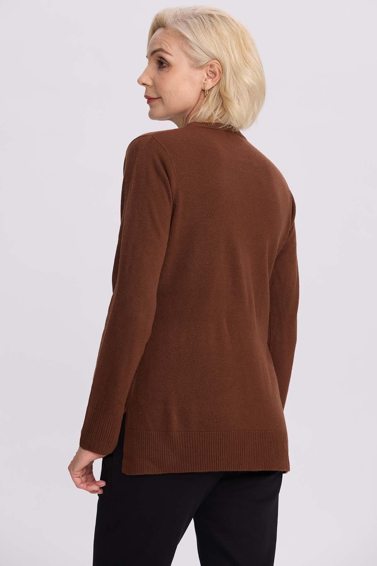 Sweater Mujer Cerrado Cafe Claro-2