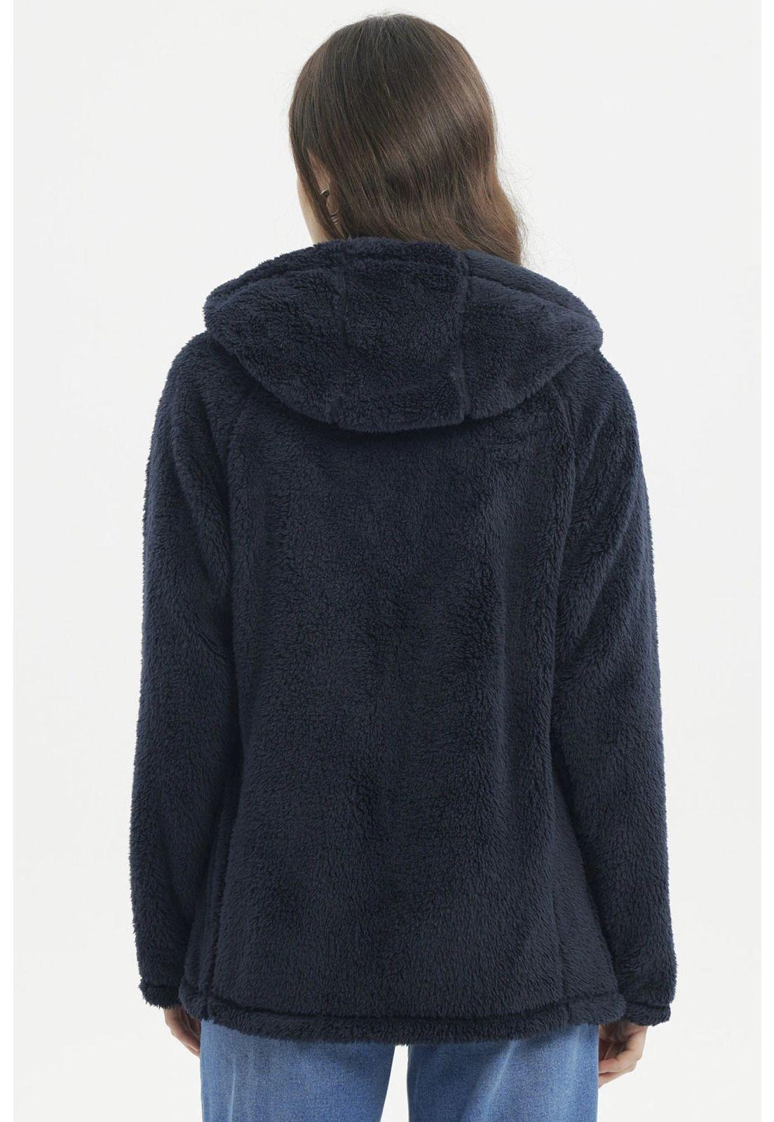 Polar Mujer Peludo Azul Marino-2