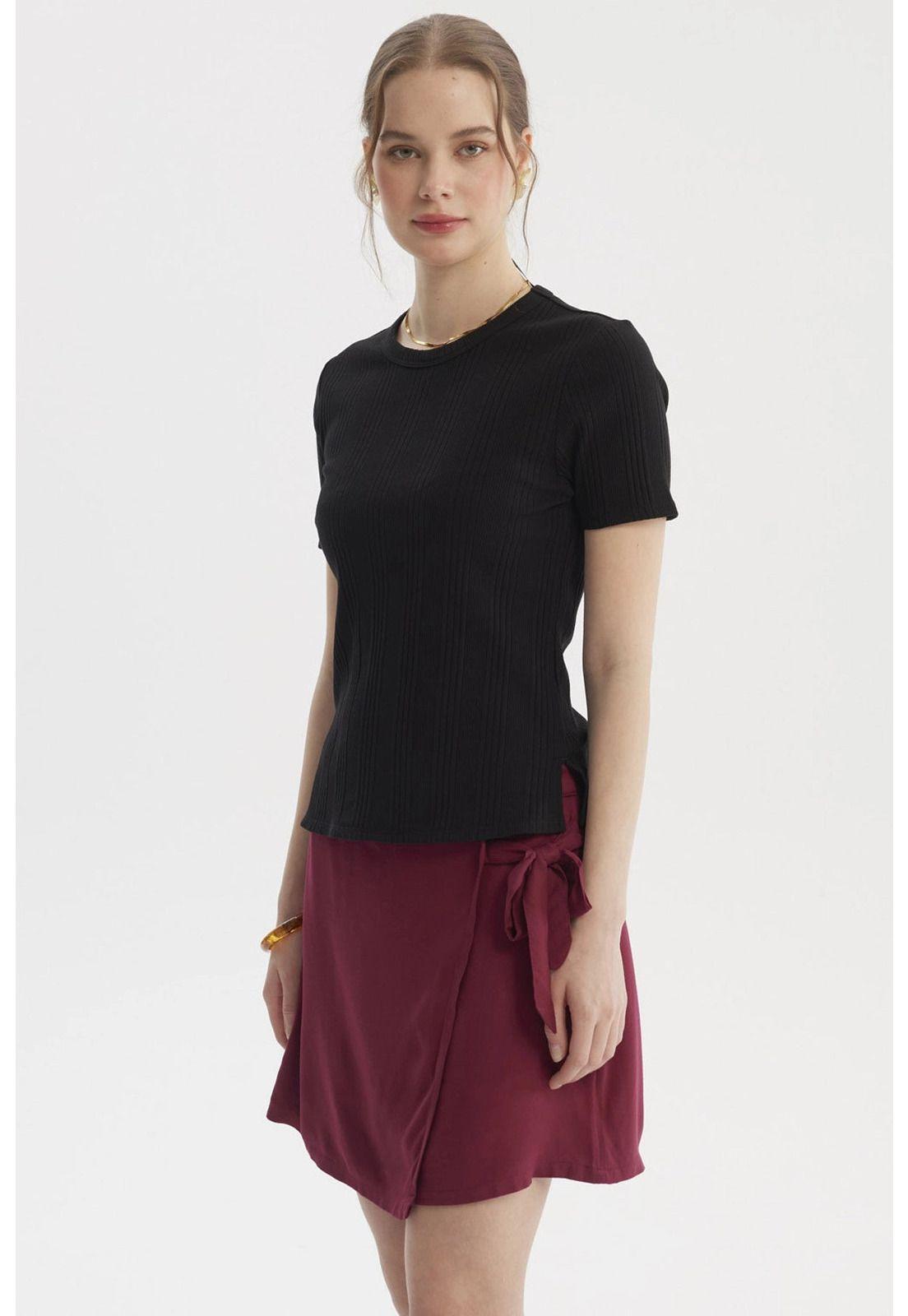 Polera Mujer Lisa Rib Negro- ll-1