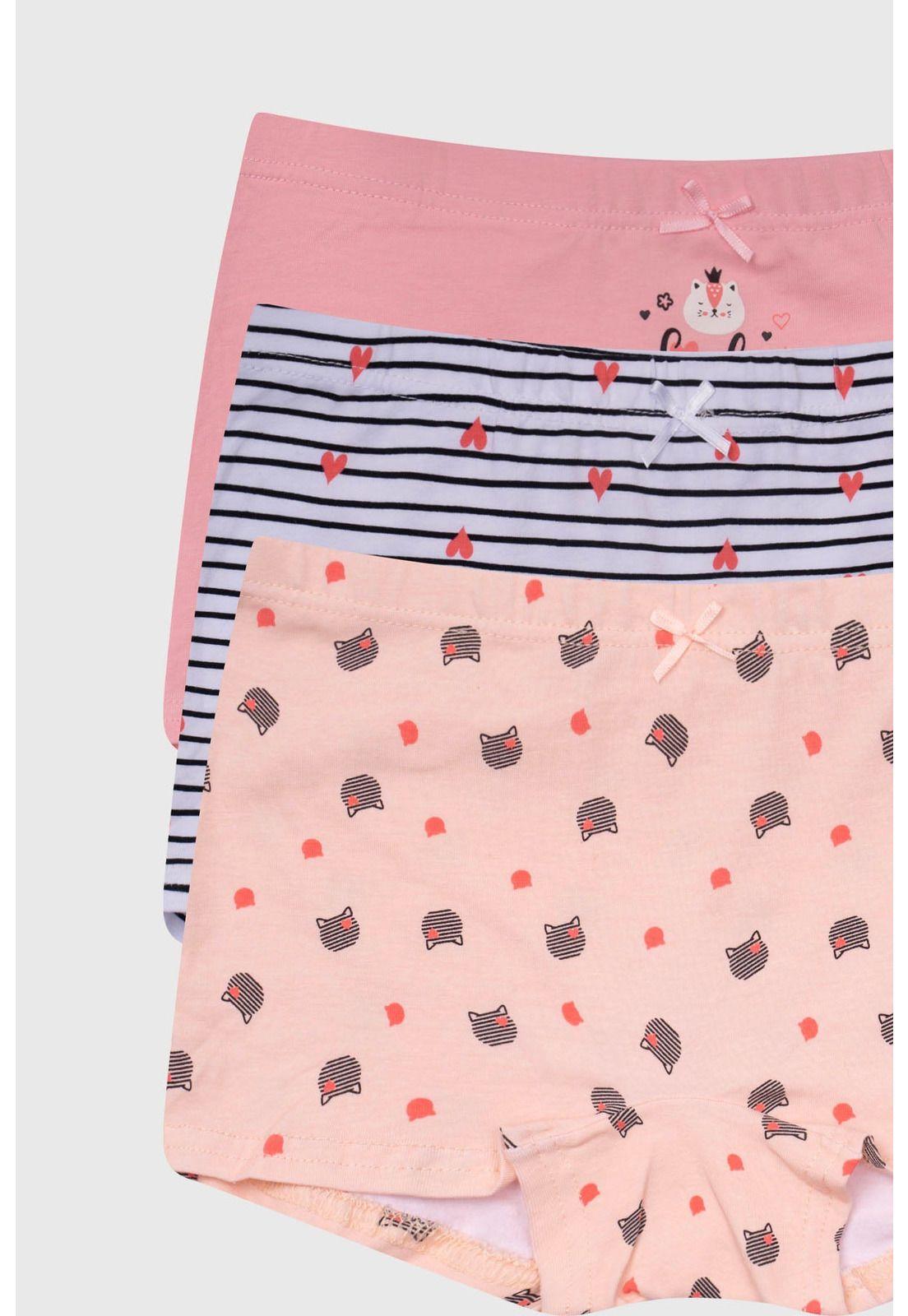 Calzón Niña Tripack Short Rosado-1