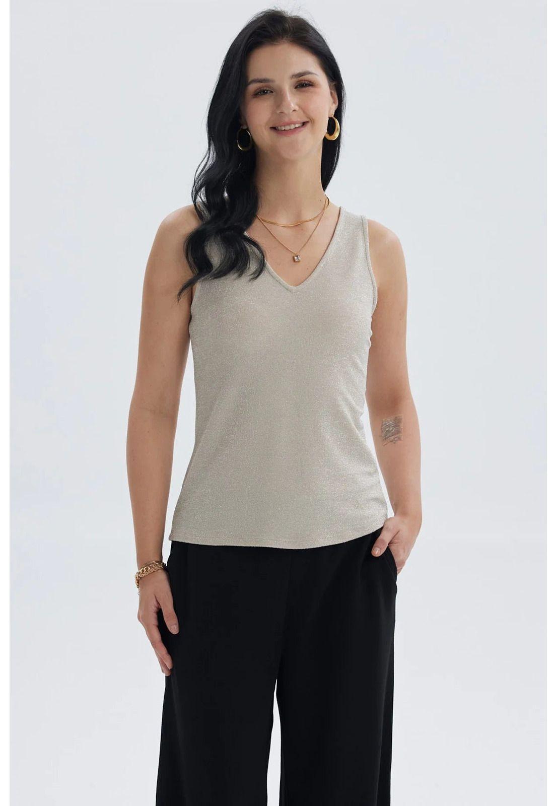 Polera Mujer Pabilo Lisa Con Textura Dorado-0