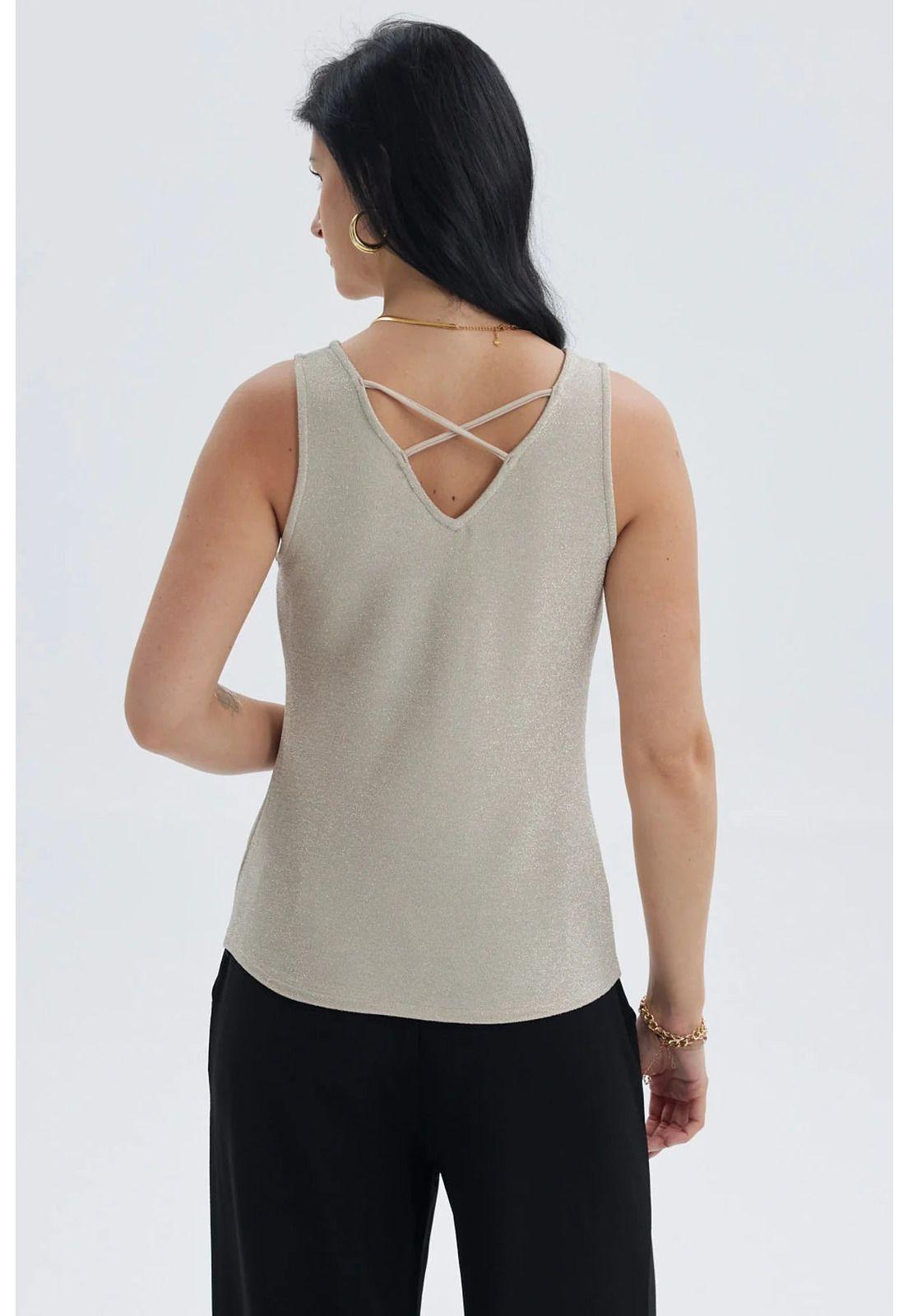 Polera Mujer Pabilo Lisa Con Textura Dorado-2