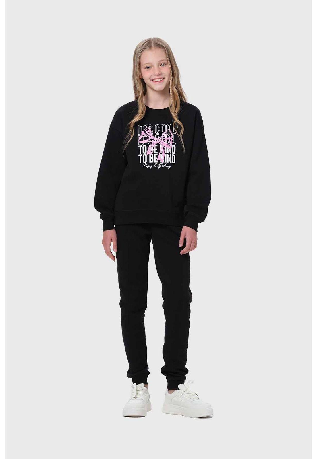 Polerón Niña Básico Negro-3