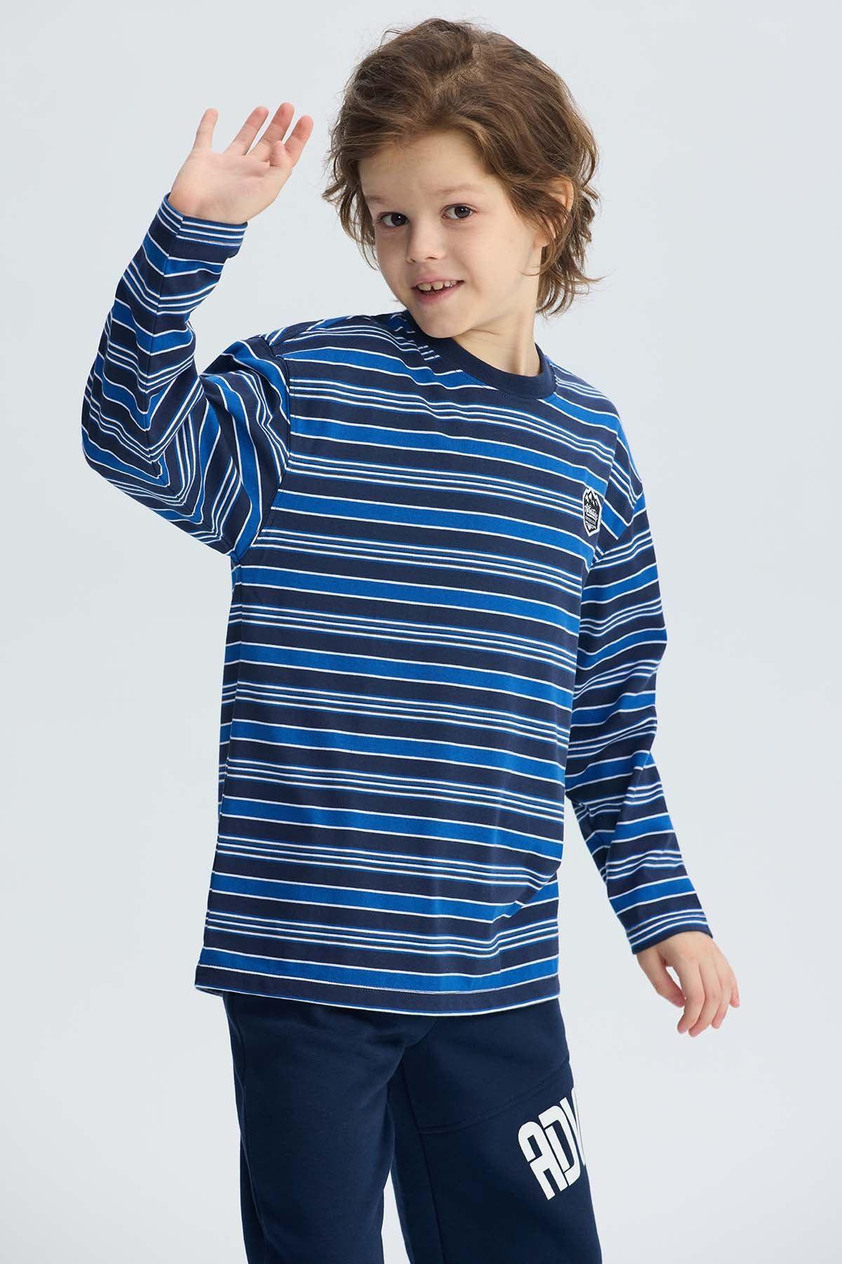 Polera Niño Rayas Azul Oscuro-0