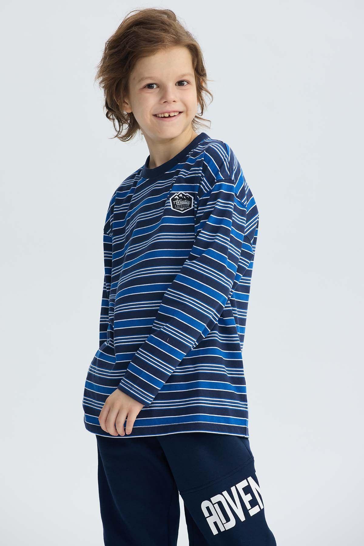 Polera Niño Rayas Azul Oscuro-1