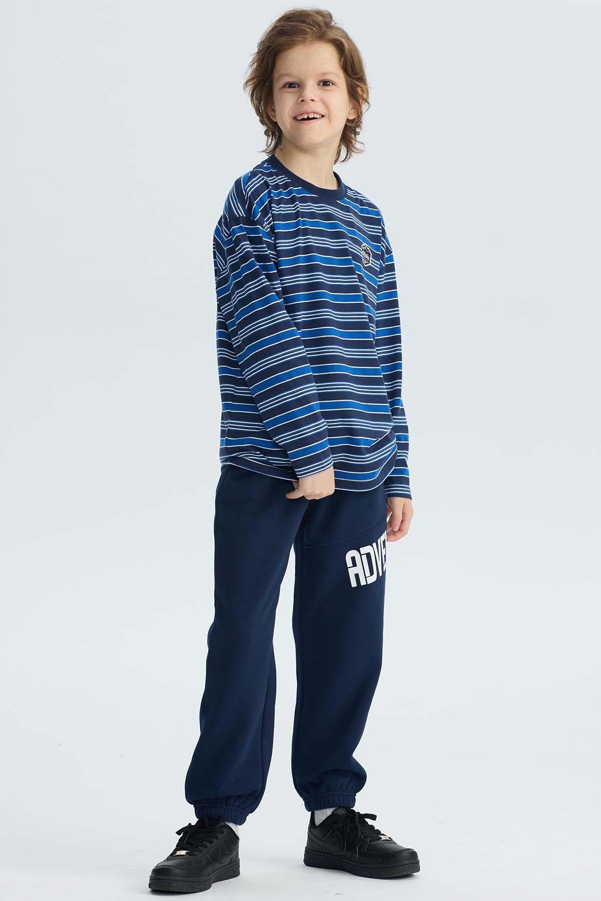 Polera Niño Rayas Azul Oscuro-3