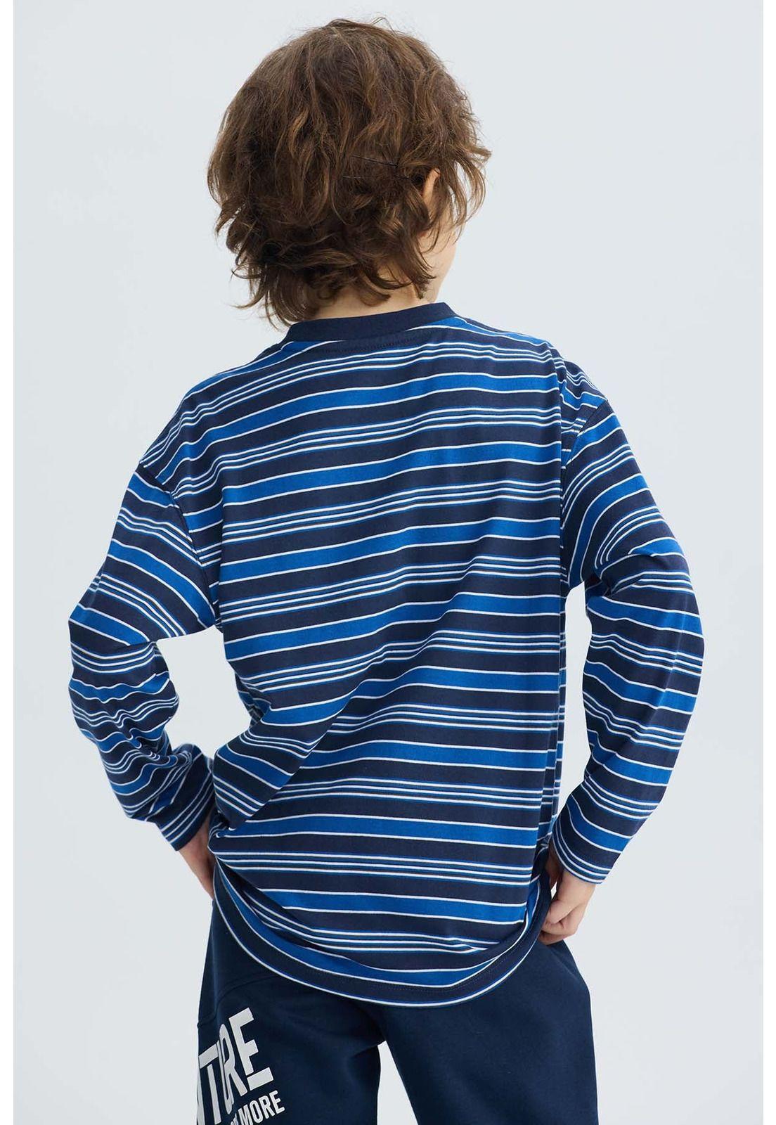 Polera Niño Rayas Azul Oscuro-2