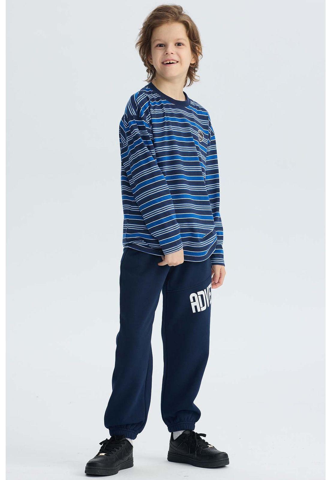 Polera Niño Rayas Azul Oscuro-3