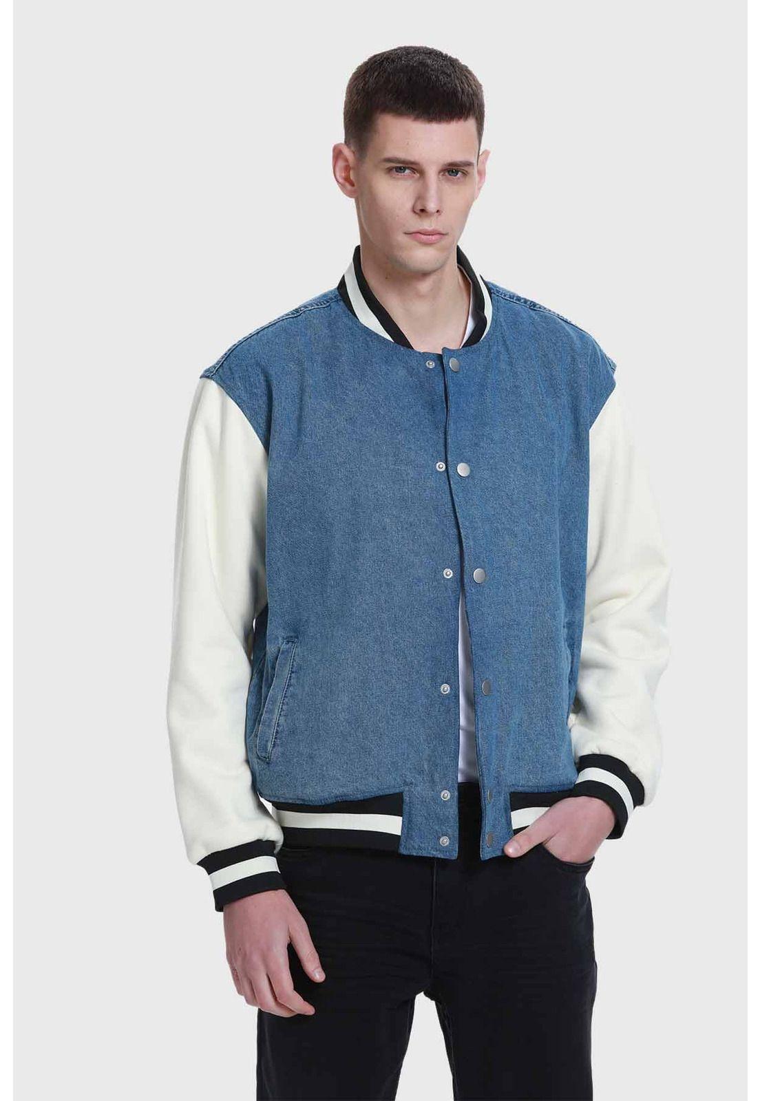 Chaqueta Hombre Con Aplicación Jersey Azul-1