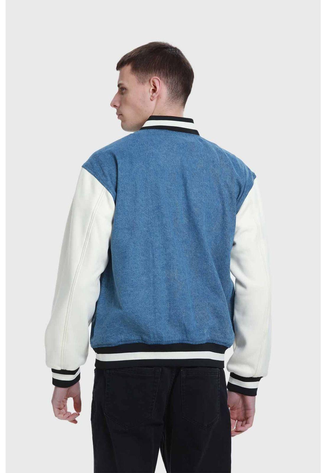 Chaqueta Hombre Con Aplicación Jersey Azul-2