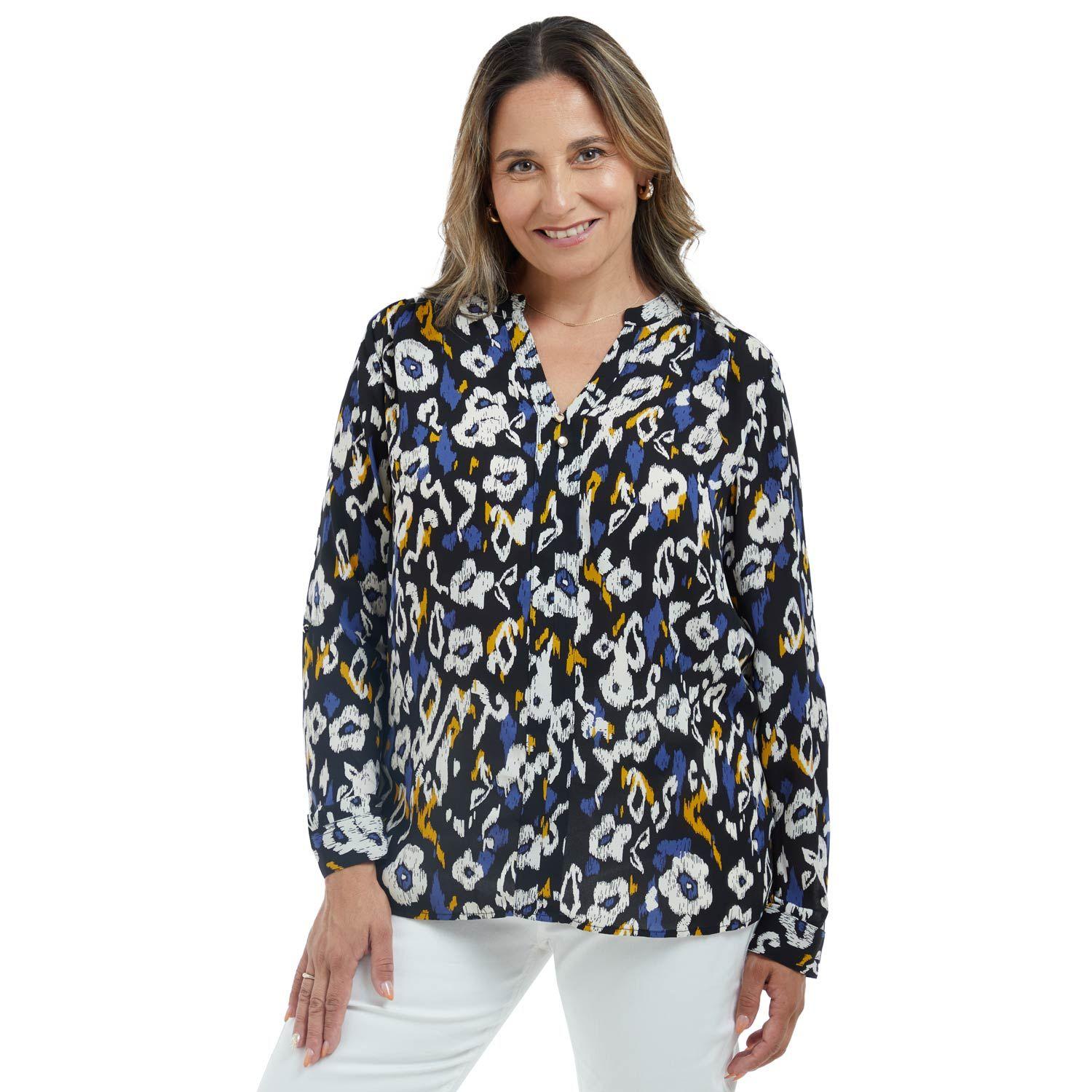 Blusa Mujer Lisa Estampado Negro / Blanco-0