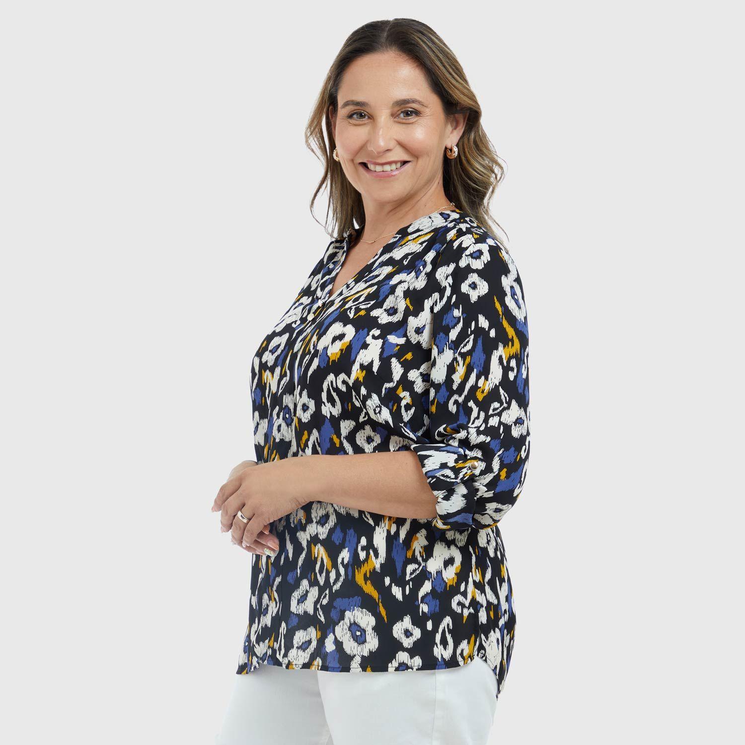 Blusa Mujer Lisa Estampado Negro / Blanco-1