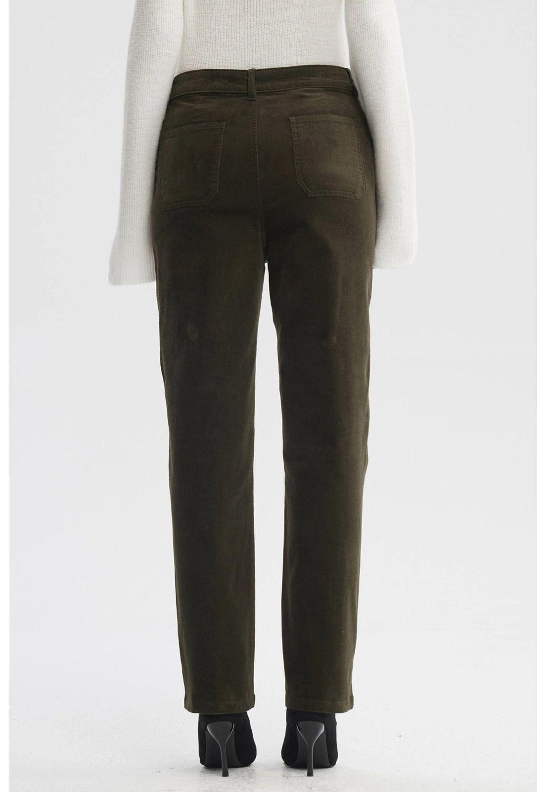 Pantalón Mujer Cotelé Calce Slim Verde-2