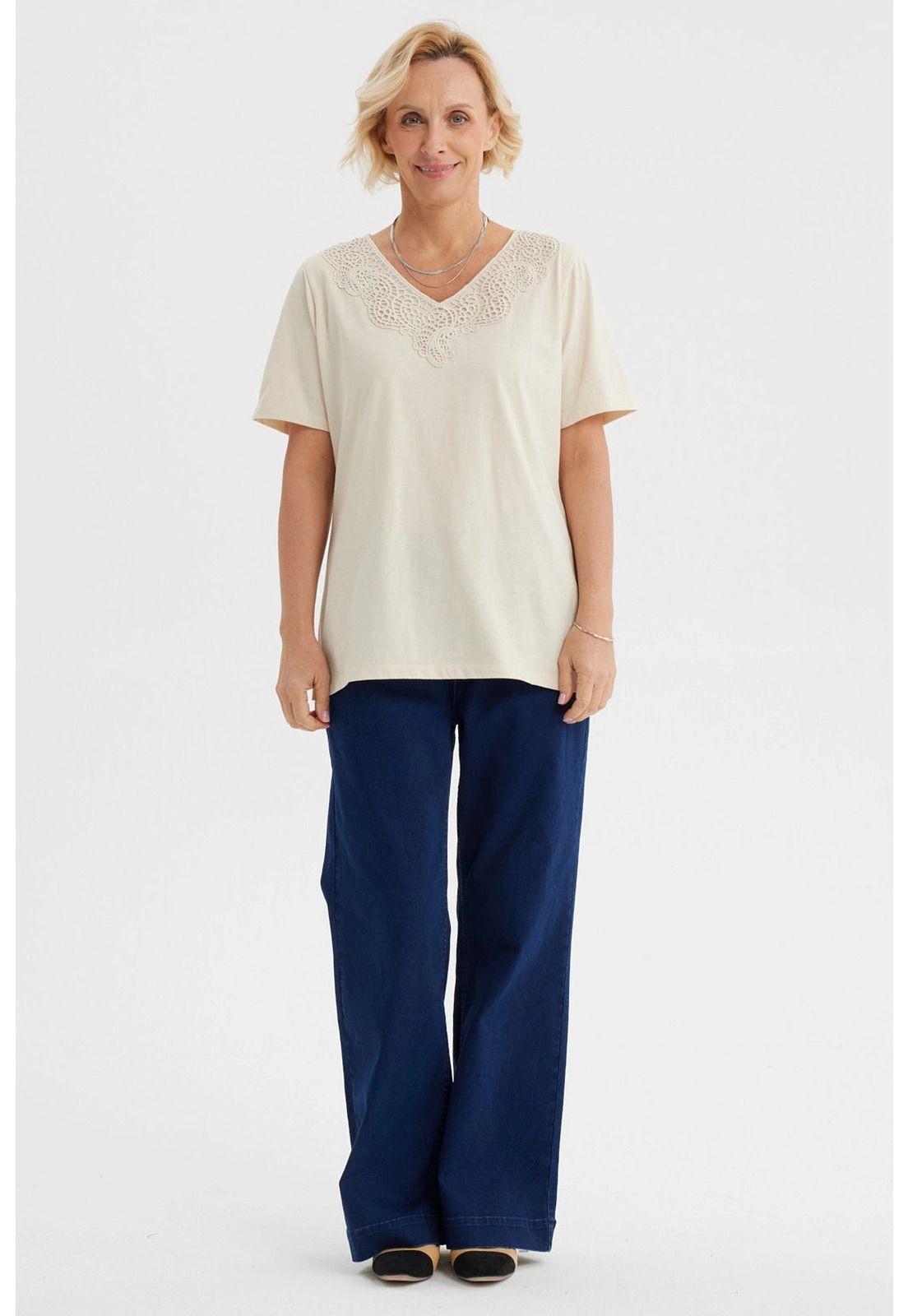 Polera Mujer Macramé Beige Claro-3