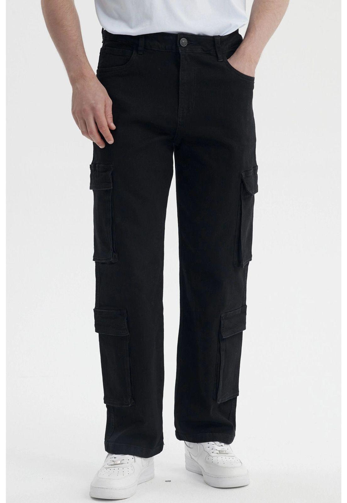 Jeans Hombre Doble Cargo Negro- ll-0