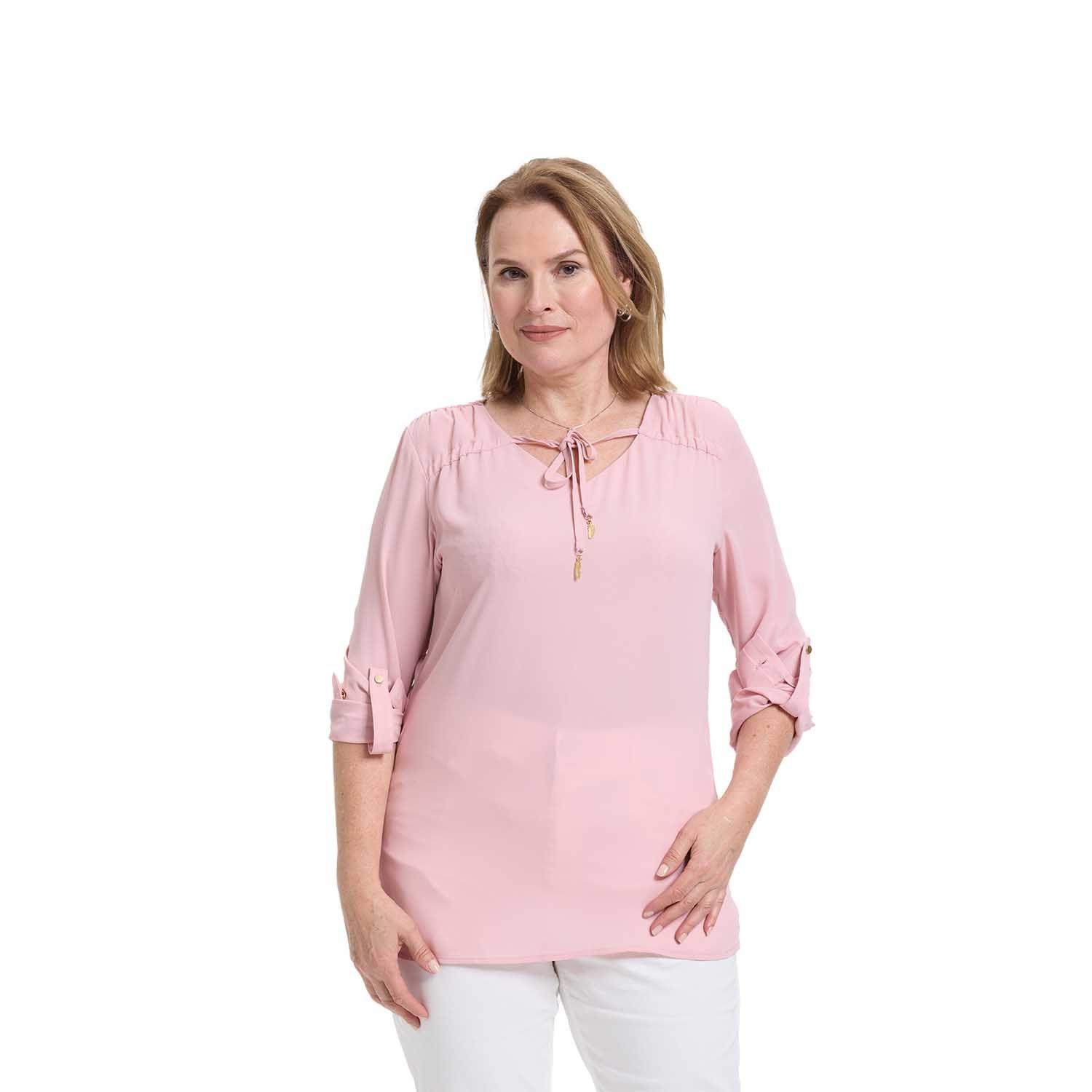 Blusa Mujer Crep Lisa Estmpada Palo Rosa Fashion's Park-0