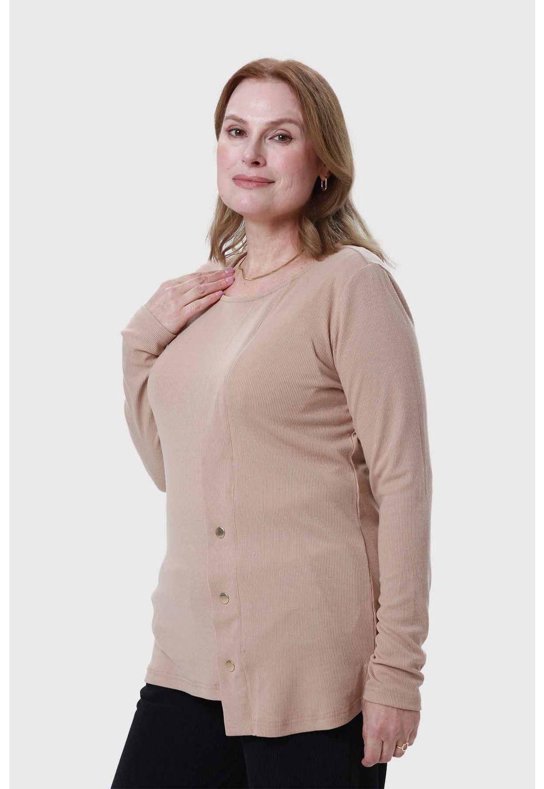 Polera Mujer Tejida Beige-1