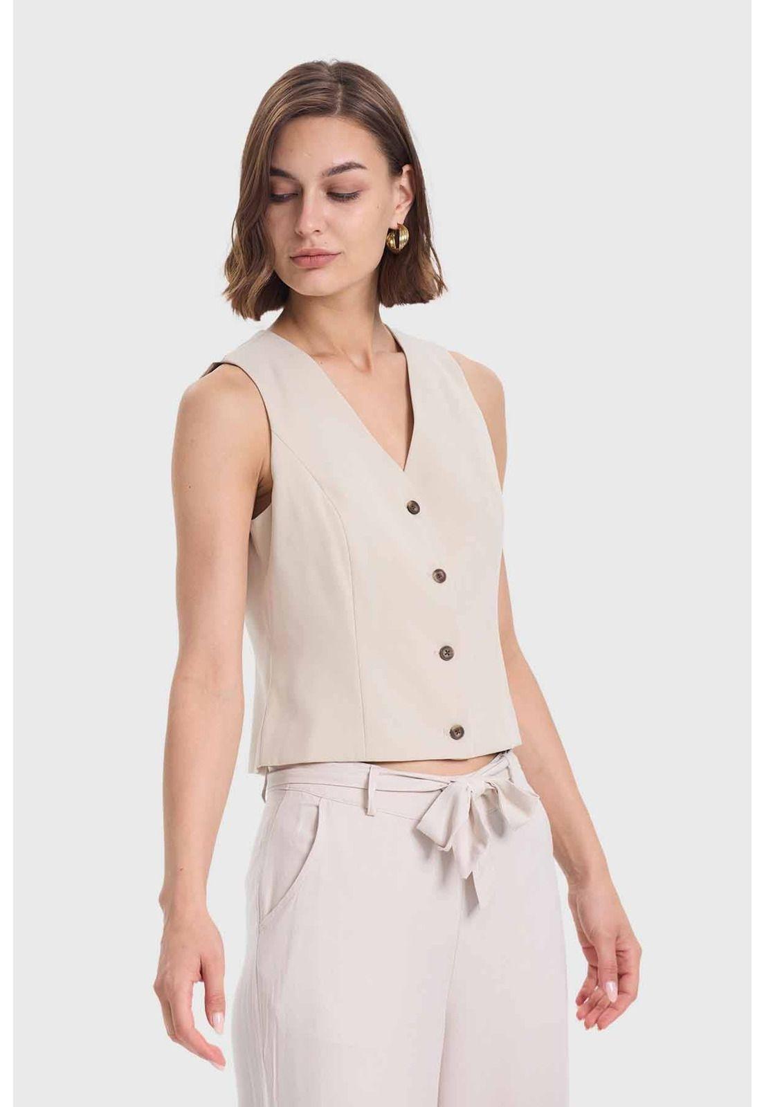 Blazer Mujer Tipo Gillette Abotonado Arena-1