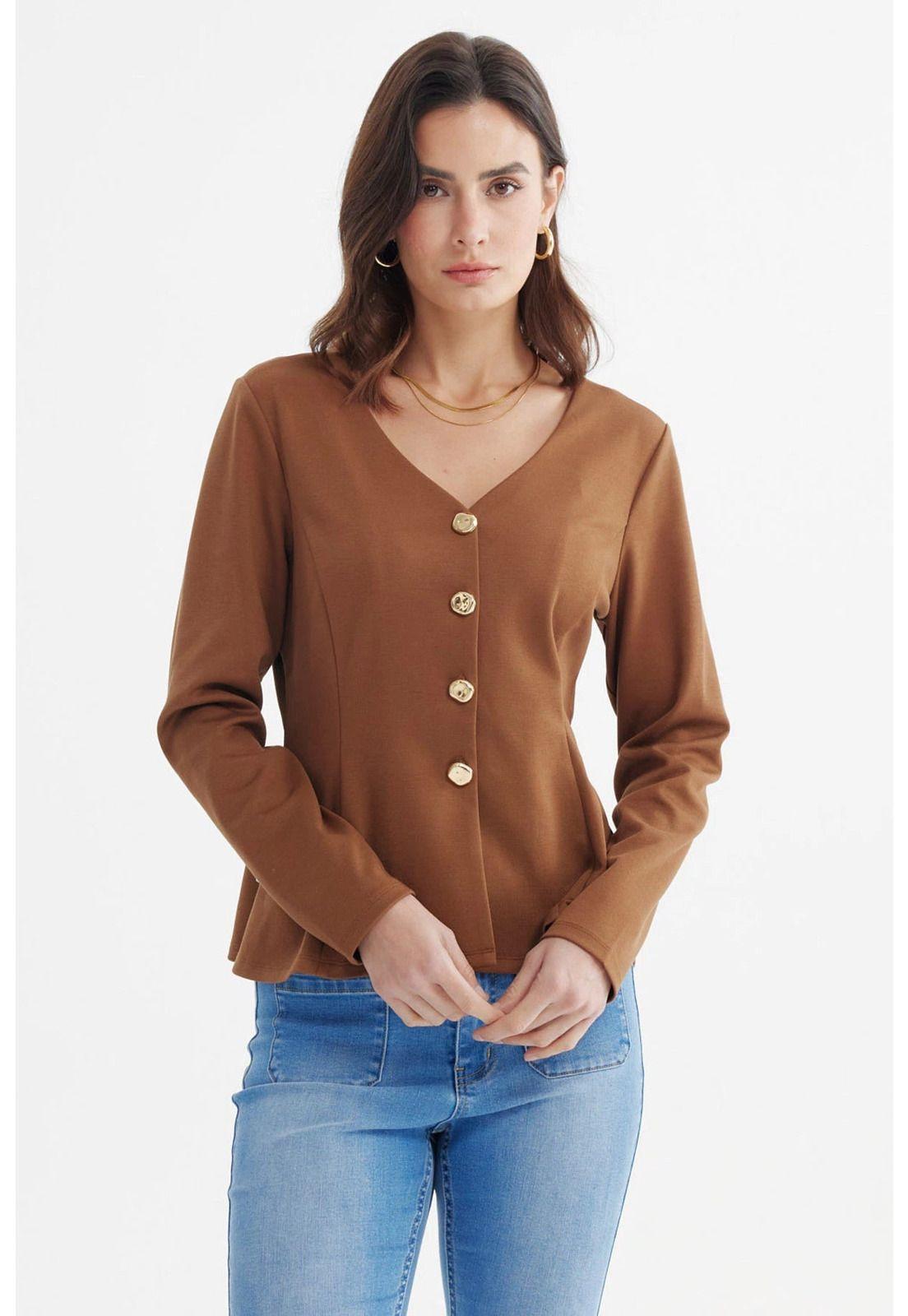 Blazer Mujer Ajustado Café-0