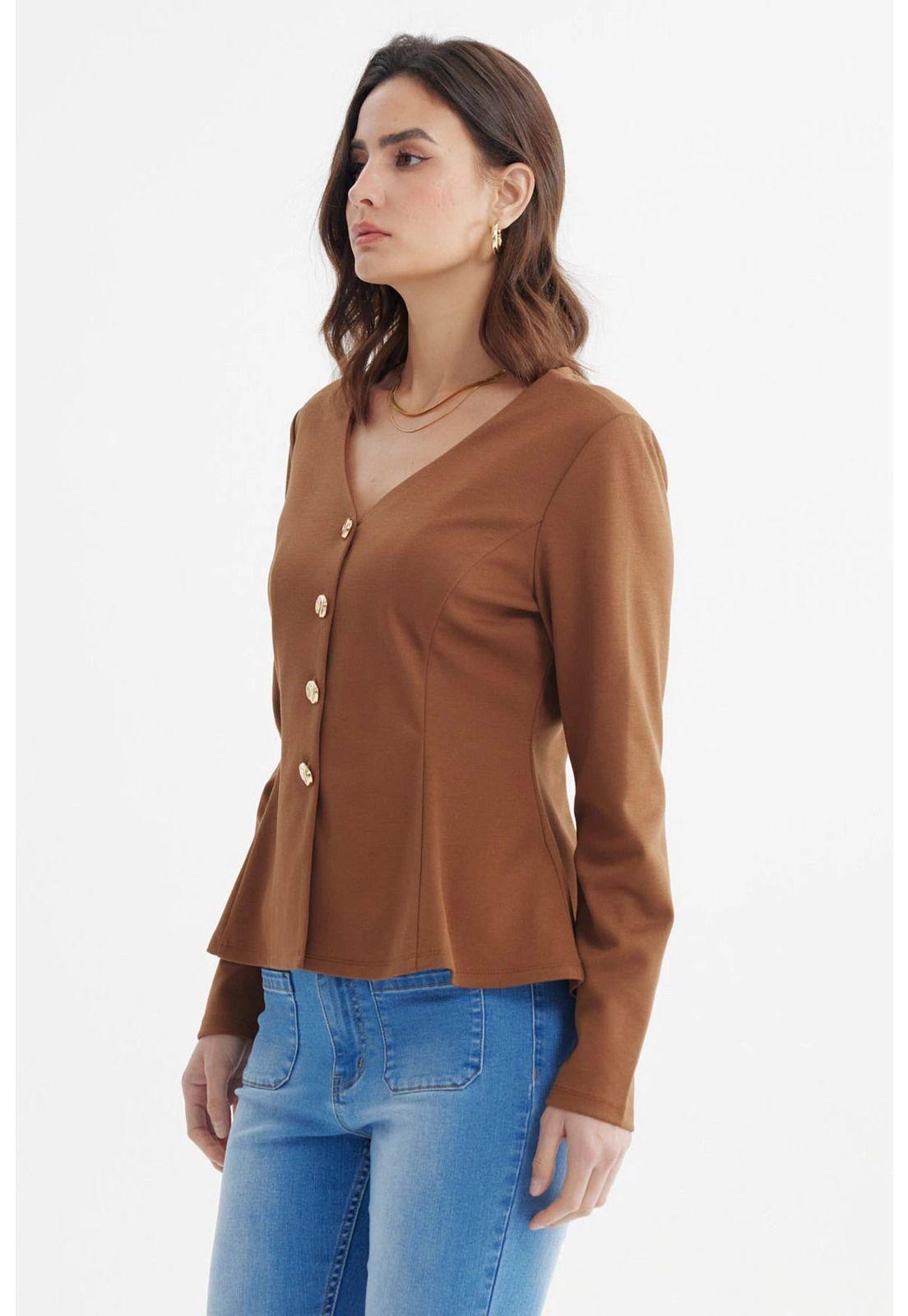 Blazer Mujer Ajustado Café-1