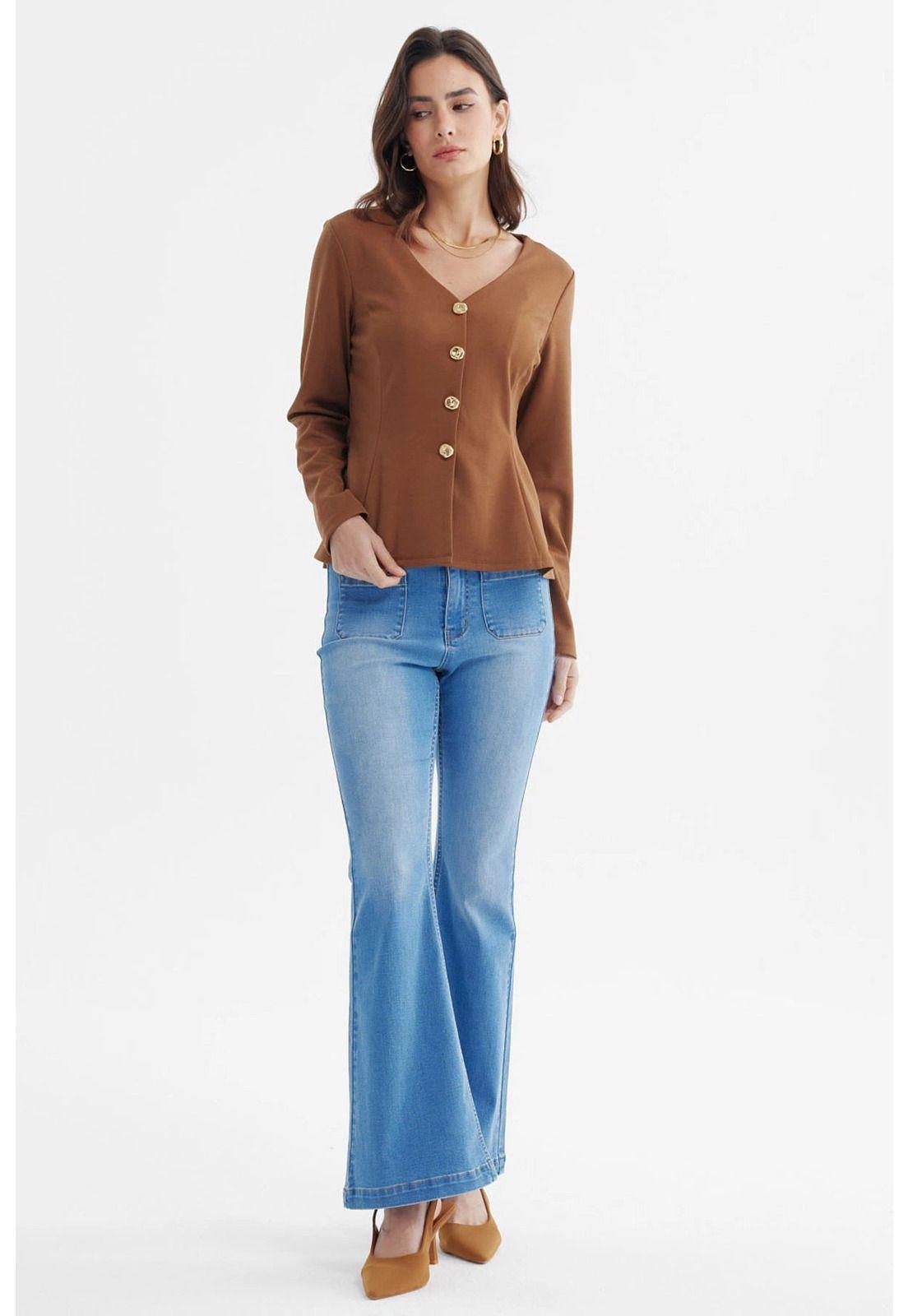 Blazer Mujer Ajustado Café-3