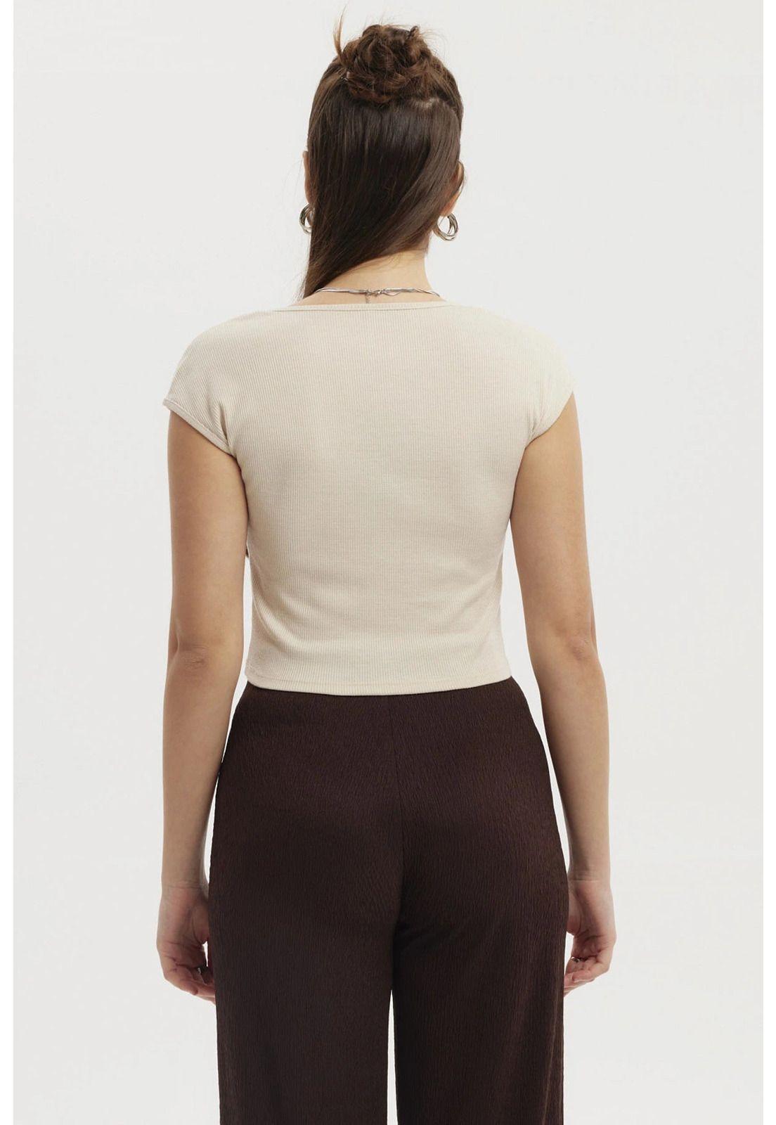 Polera Mujer Escote Corazón Rib Beige-2