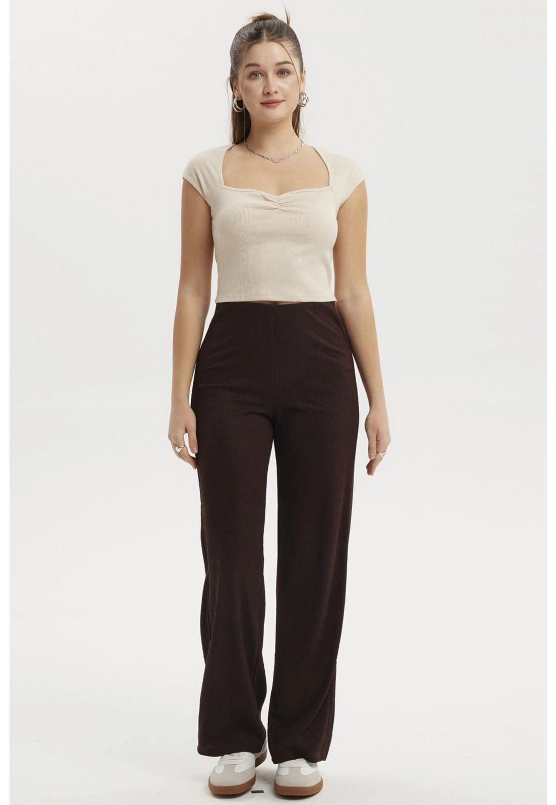 Polera Mujer Escote Corazón Rib Beige-3