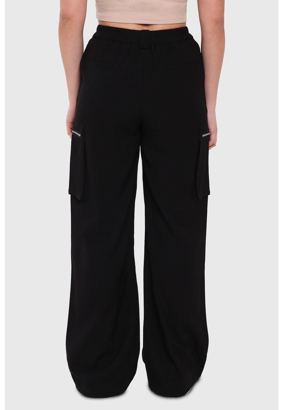 Pantalón Mujer Cargo Cierres Negro-2