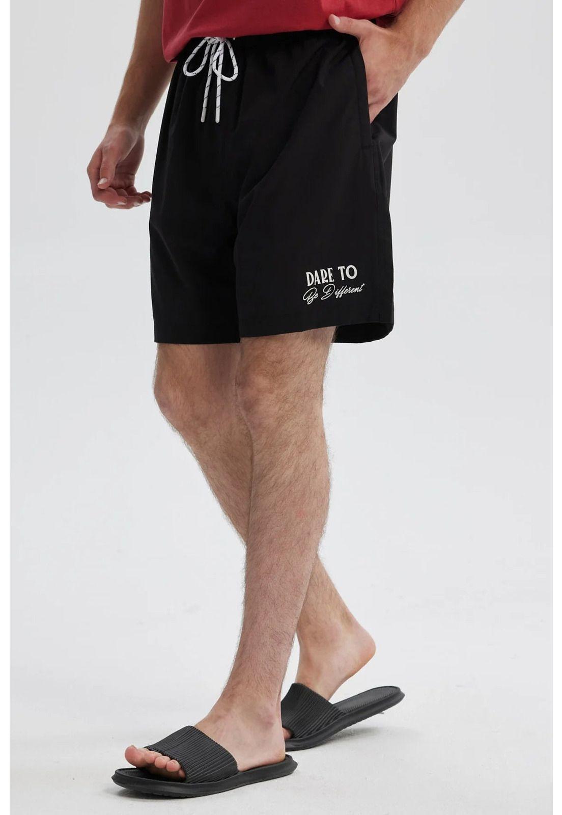 Short De Baño Hombre Liso Negro-1