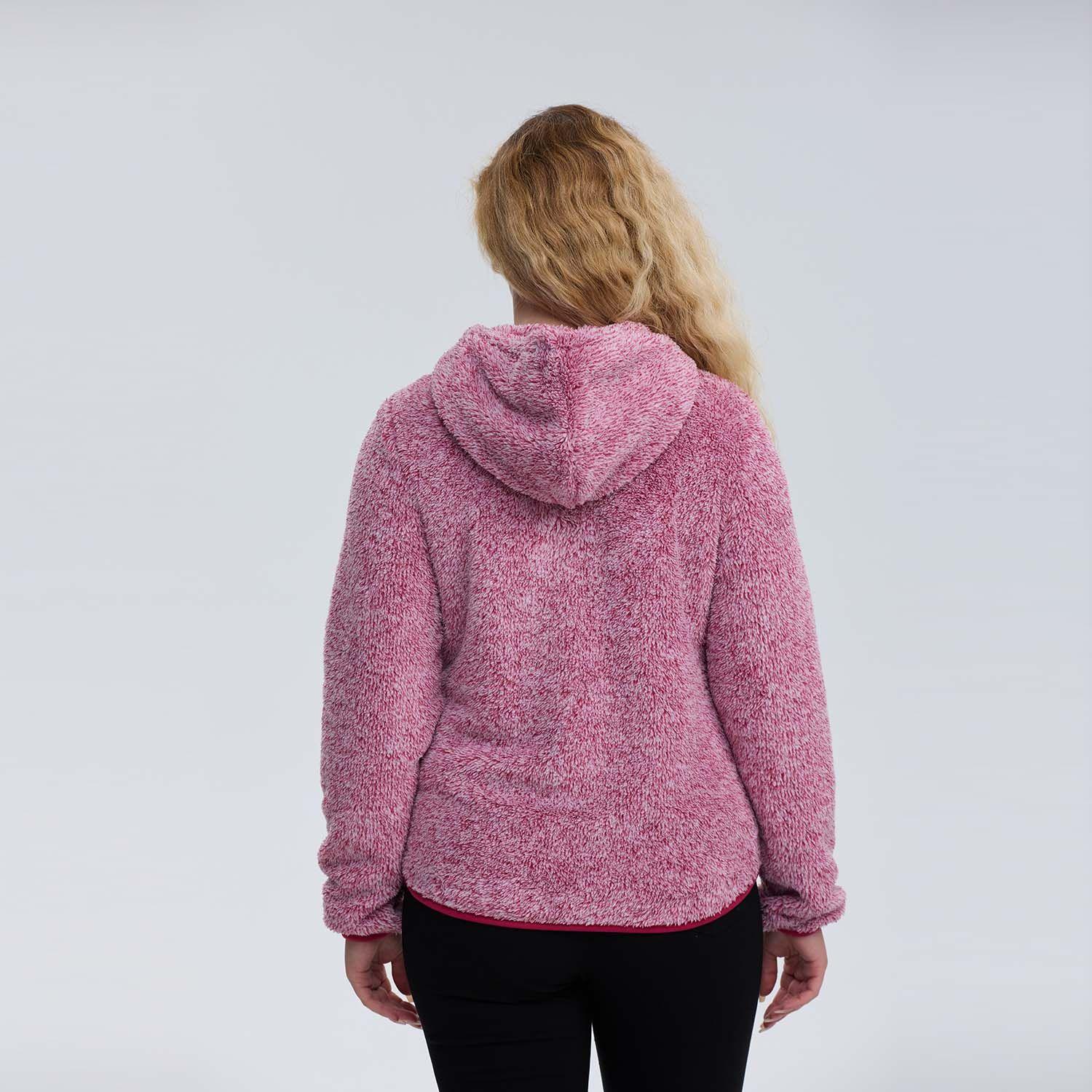 Polar Mujer Peludo Con Bolsillo Rosa Melange-2