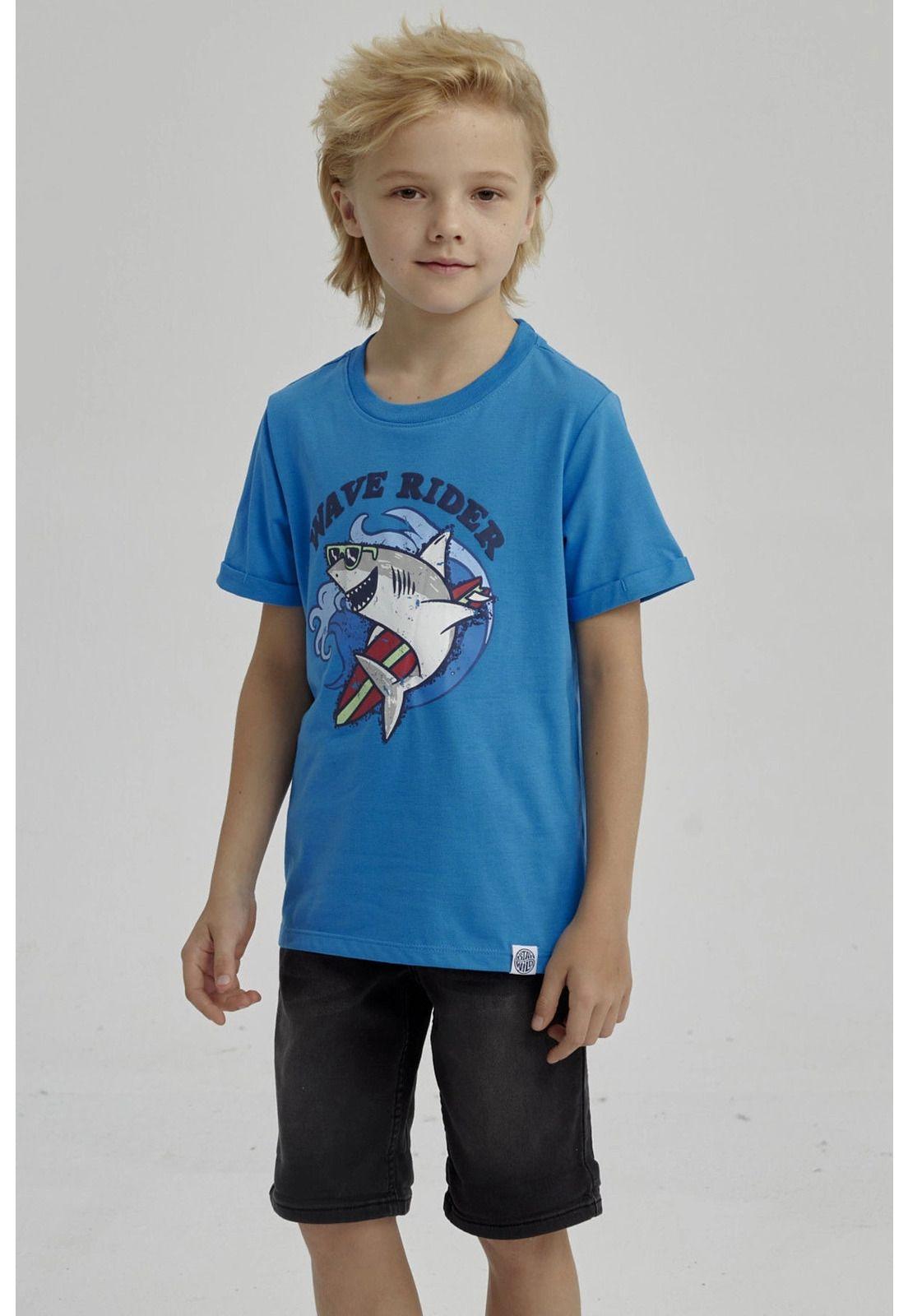 Polera Niño Puff Print Delantero Azul Claro-4