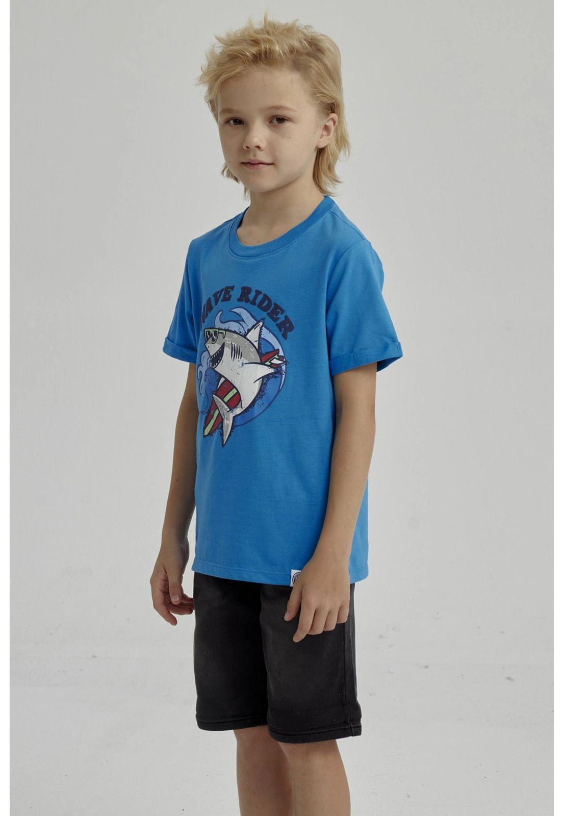 Polera Niño Puff Print Delantero Azul Claro-5