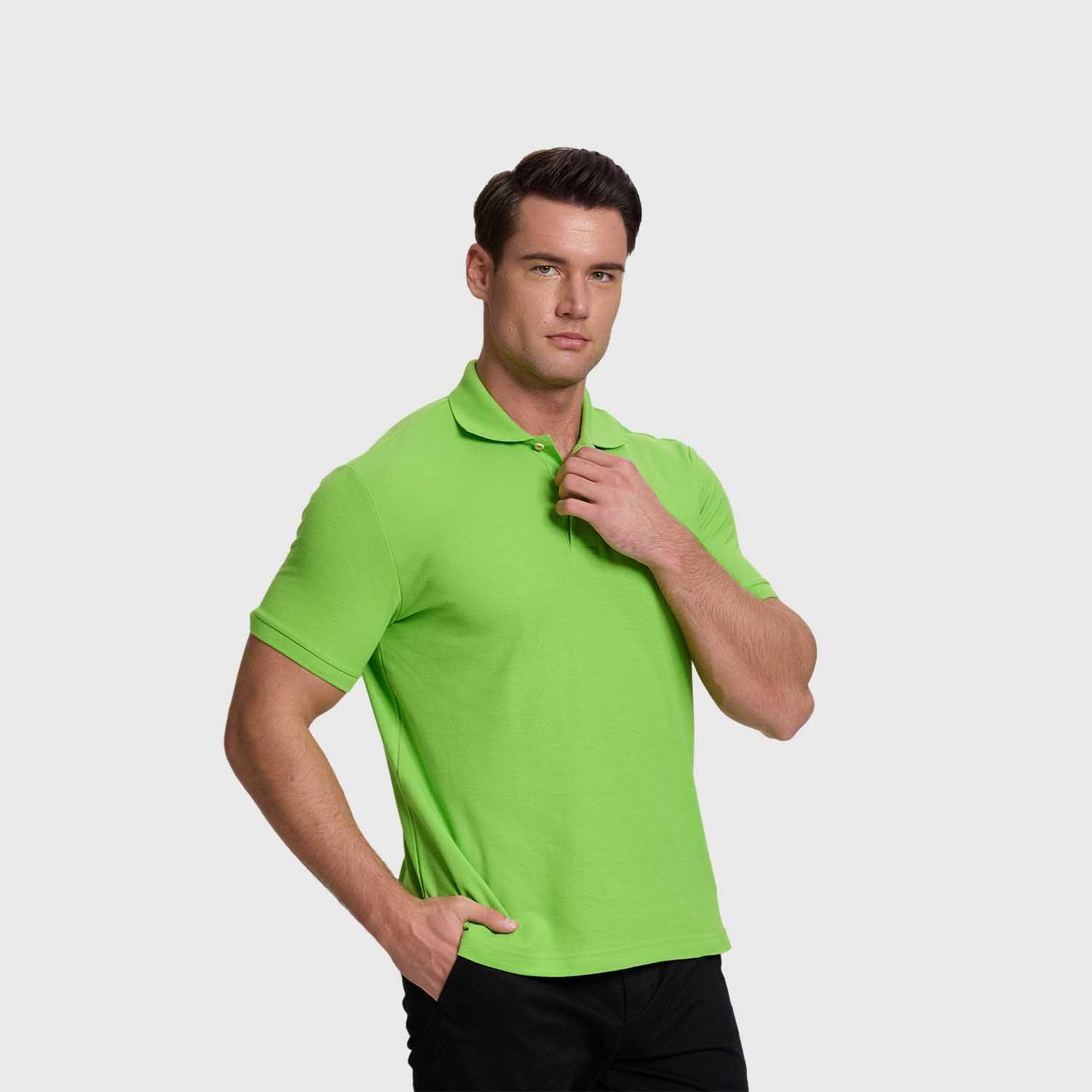 Polera Hombre Pique Básica Lisa Verde Limon Fashion's Park-1