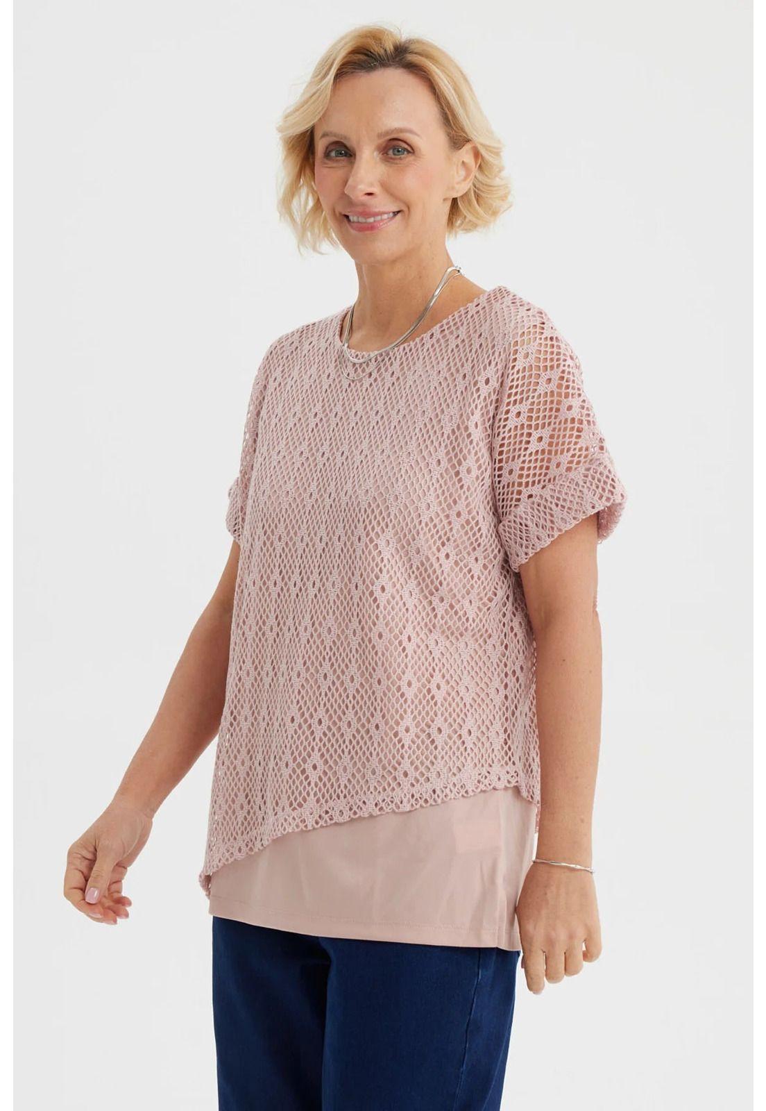 Polera Mujer Calada Rosado-1