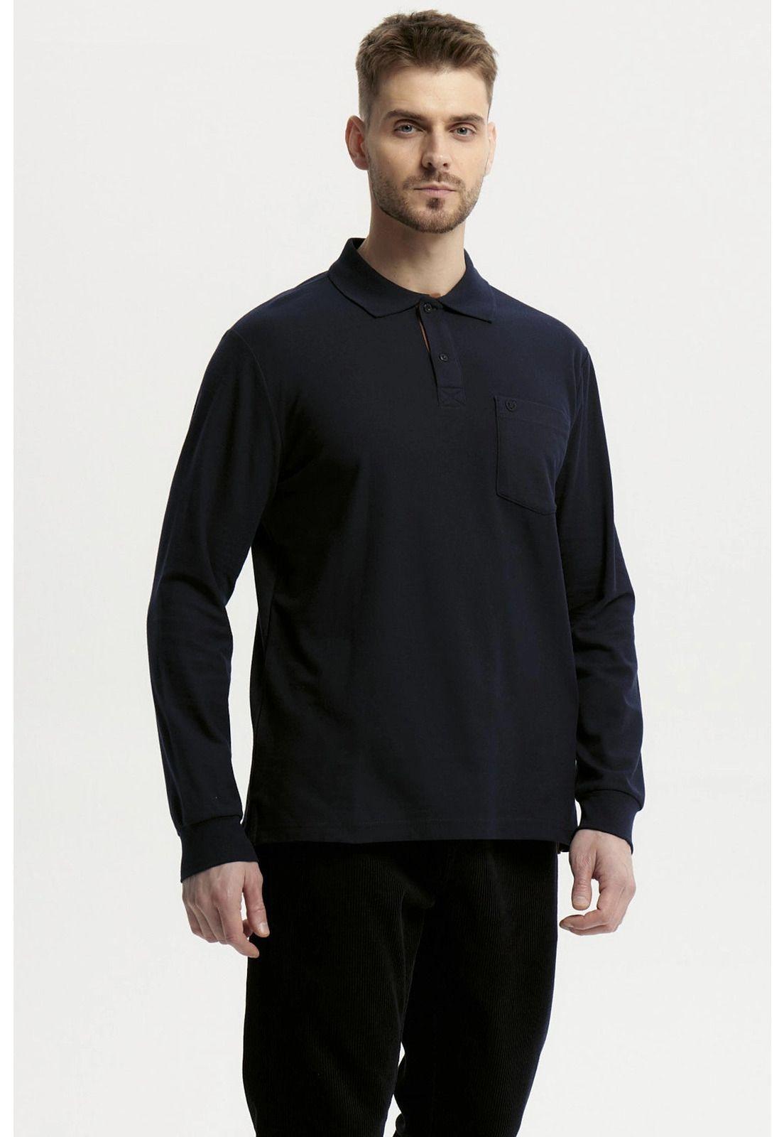 Polera Hombre Pique Básica Azul Marino - ll-1