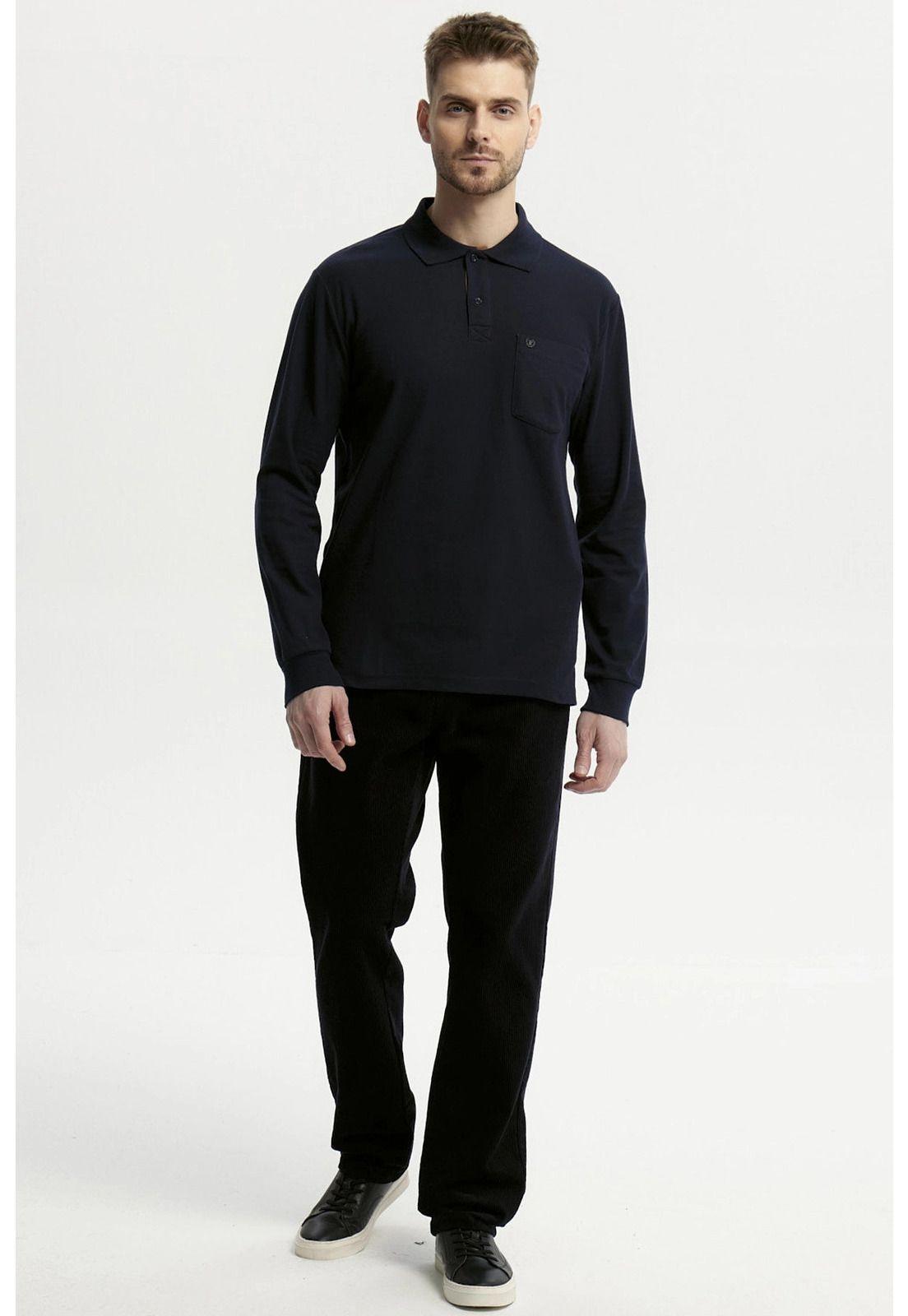 Polera Hombre Pique Básica Azul Marino - ll-3