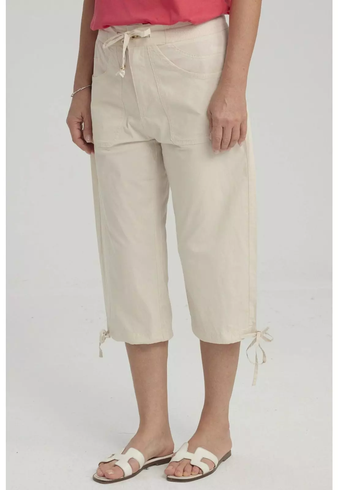 Pantalón Mujer Con Cortes Y Apertura Beige Claro-3