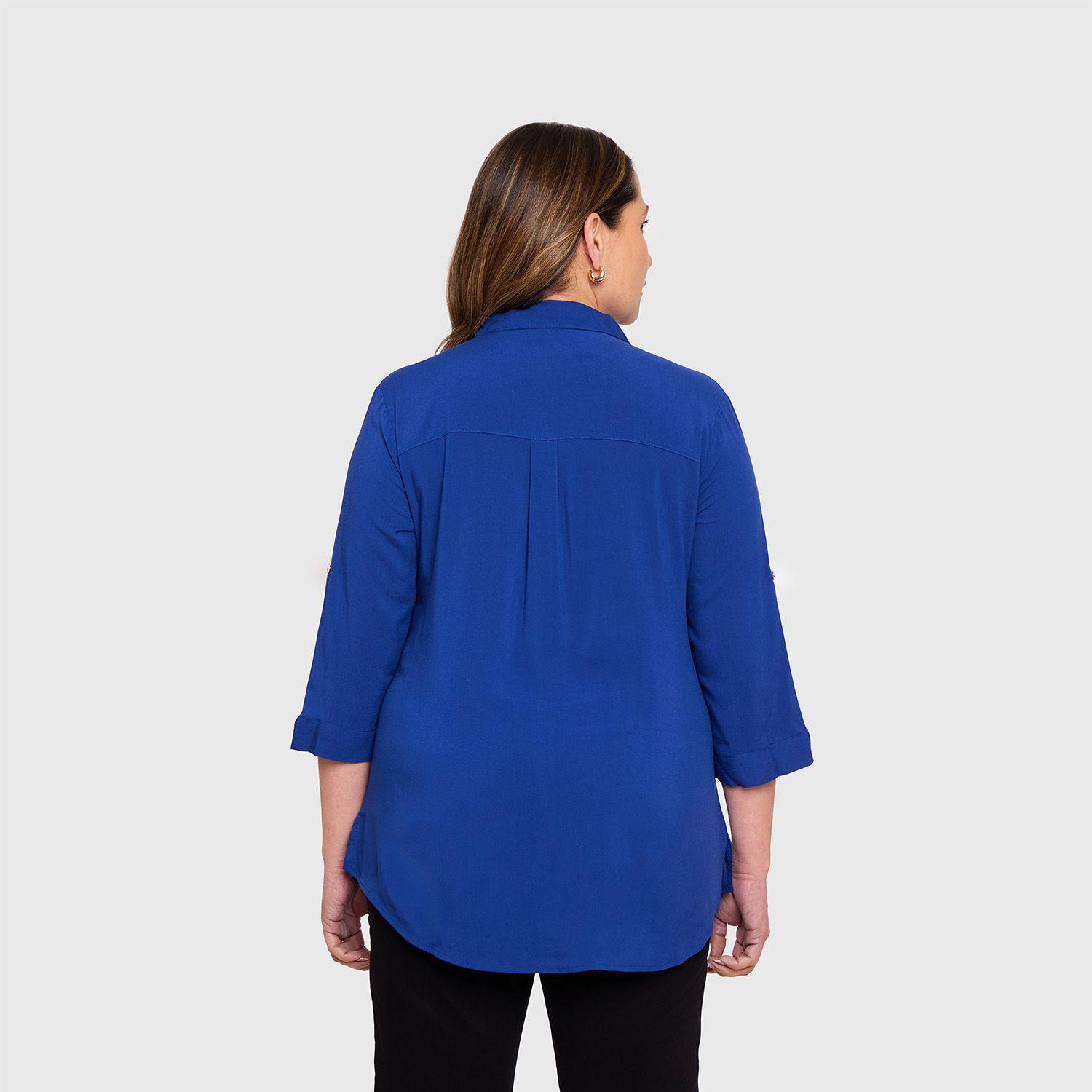 Blusa Mujer Abotonada Roll Up Azul Fashion's Park-3