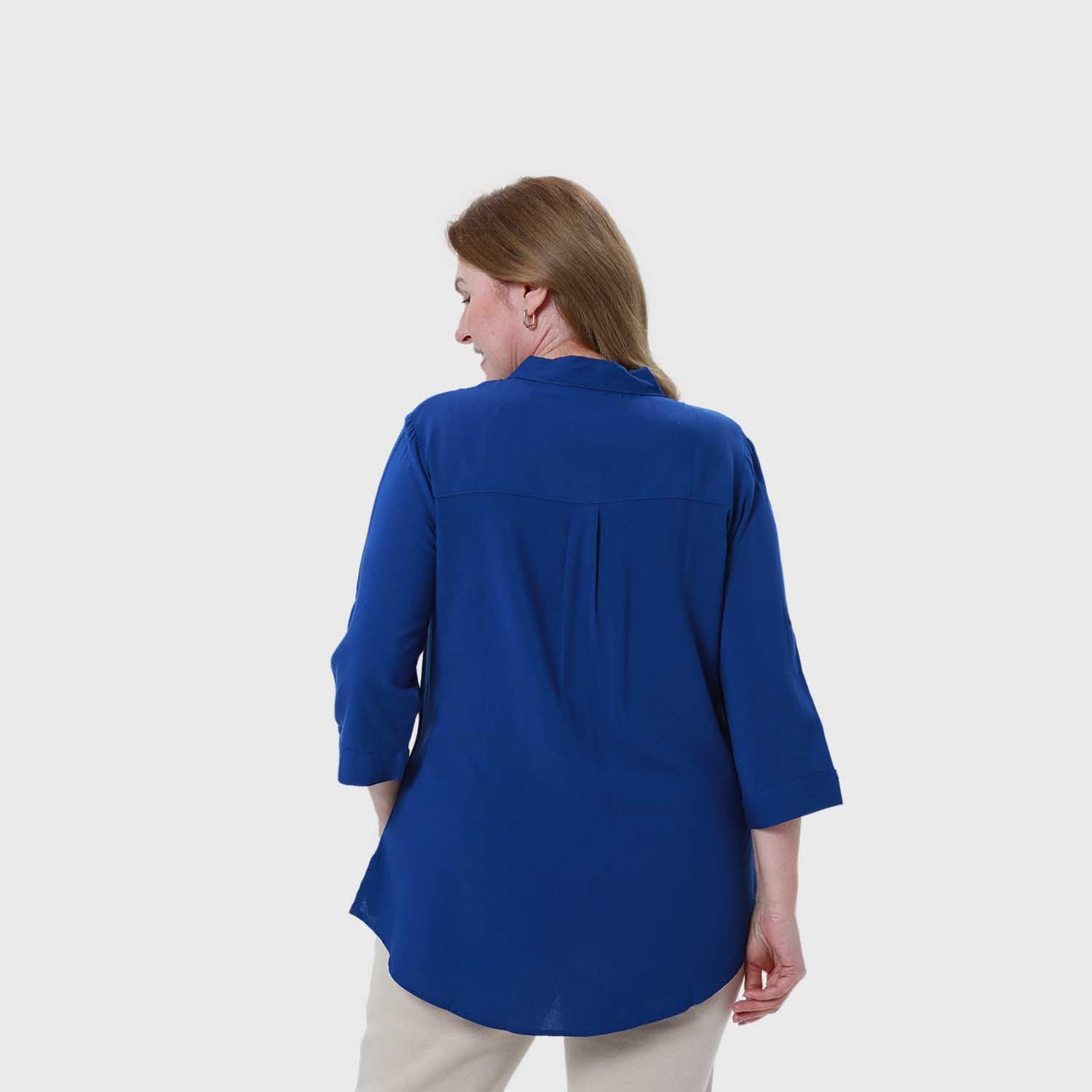 Blusa Mujer Abotonada Roll Up Azul Fashion's Park-6