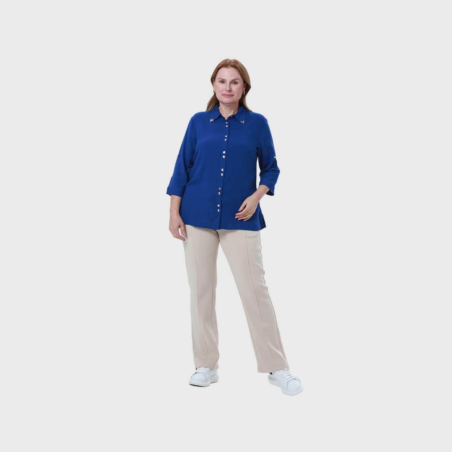 Blusa Mujer Abotonada Roll Up Azul Fashion's Park-7