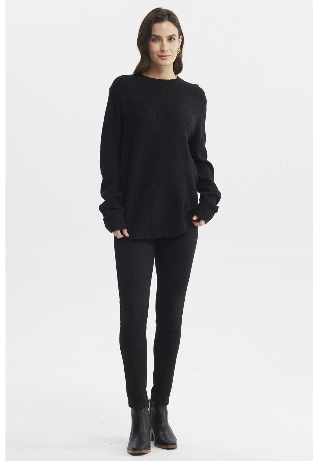 Sweater Mujer Slim Negro-3