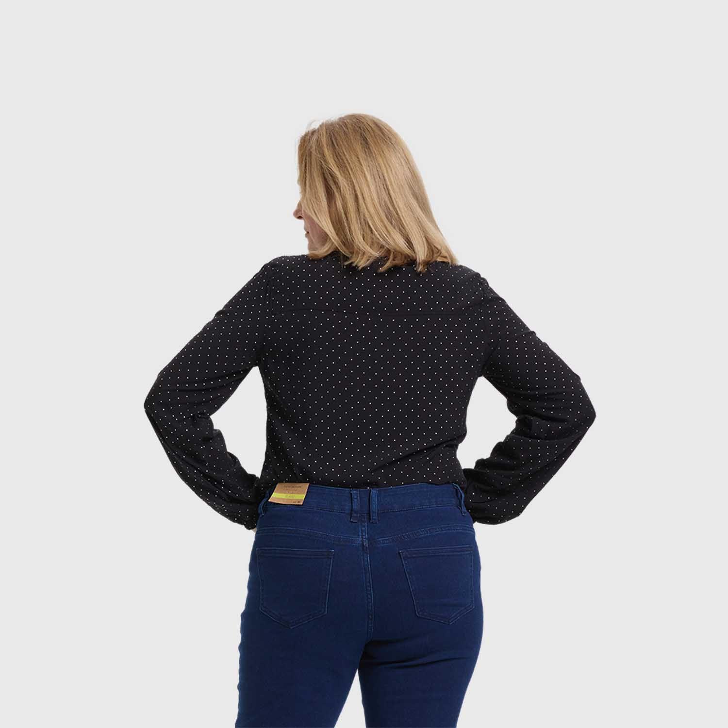 Blusa Mujer Media Pata Abotonada Negro Fashion's Park-2