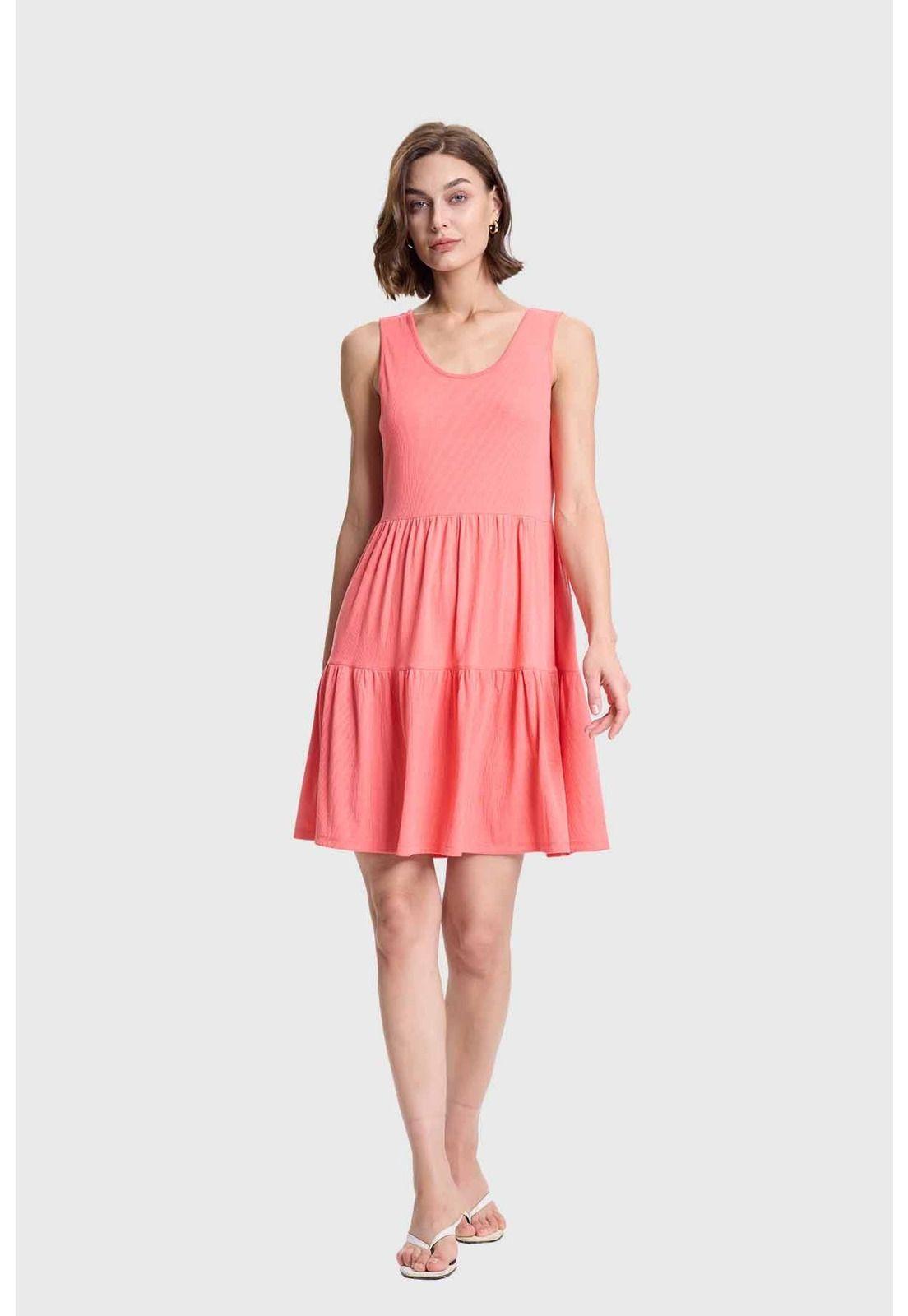 Vestido Mujer Rib Con Corte Coral-3