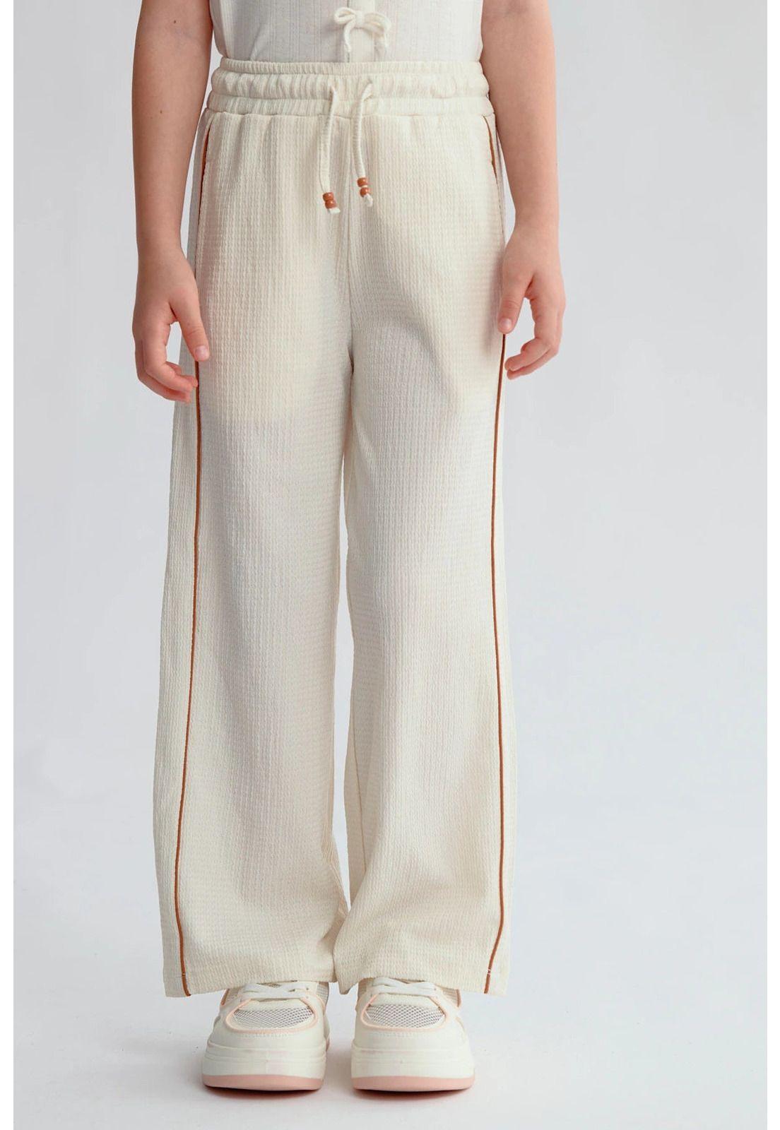 Pantalón Niña Crep Accesorios Cordón Beige-0