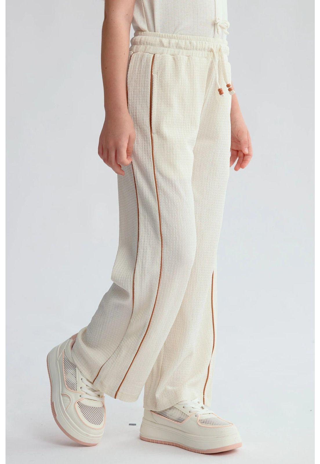 Pantalón Niña Crep Accesorios Cordón Beige-1